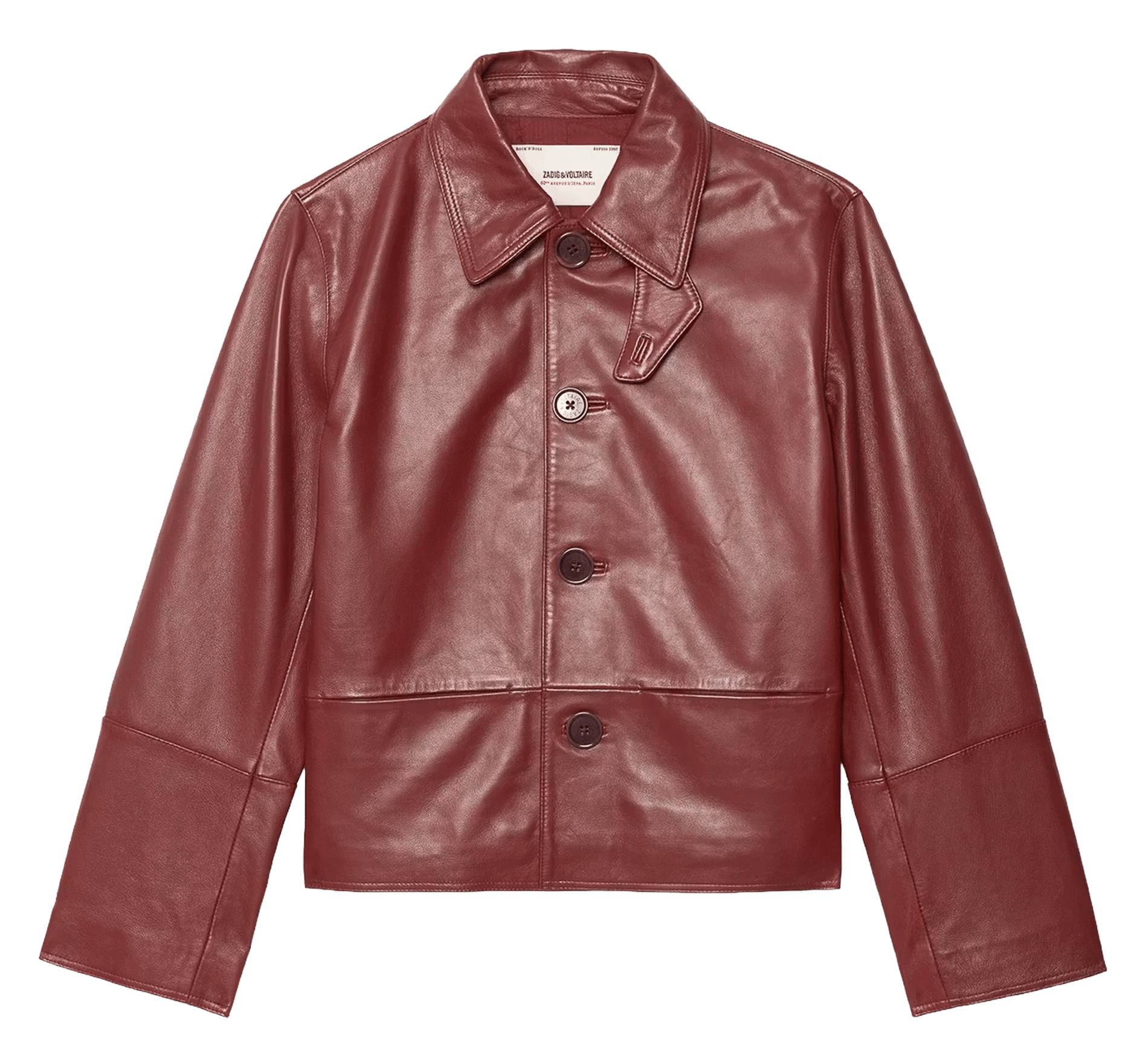 Veste droite en cuir ZADIG&VOLTAIRE Rouge