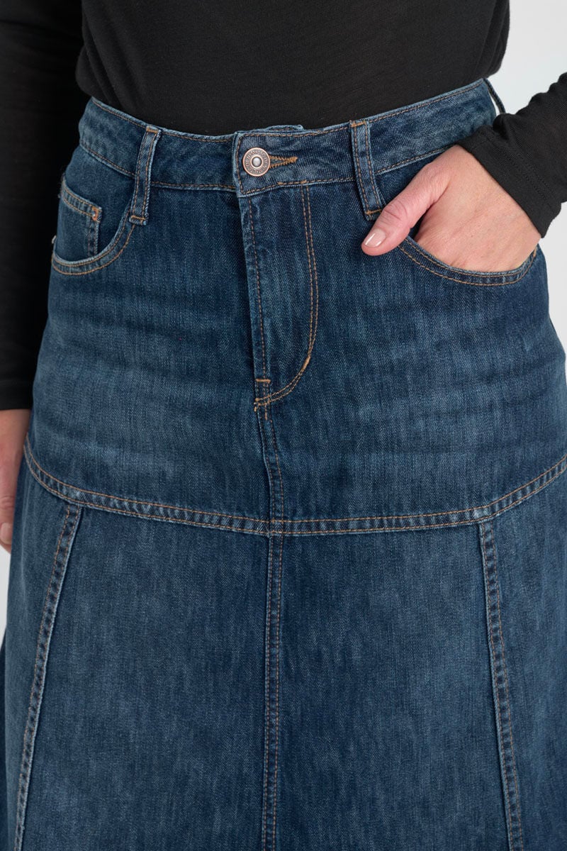 Flared, skater denim skirt LE TEMPS DES CERISES Blue