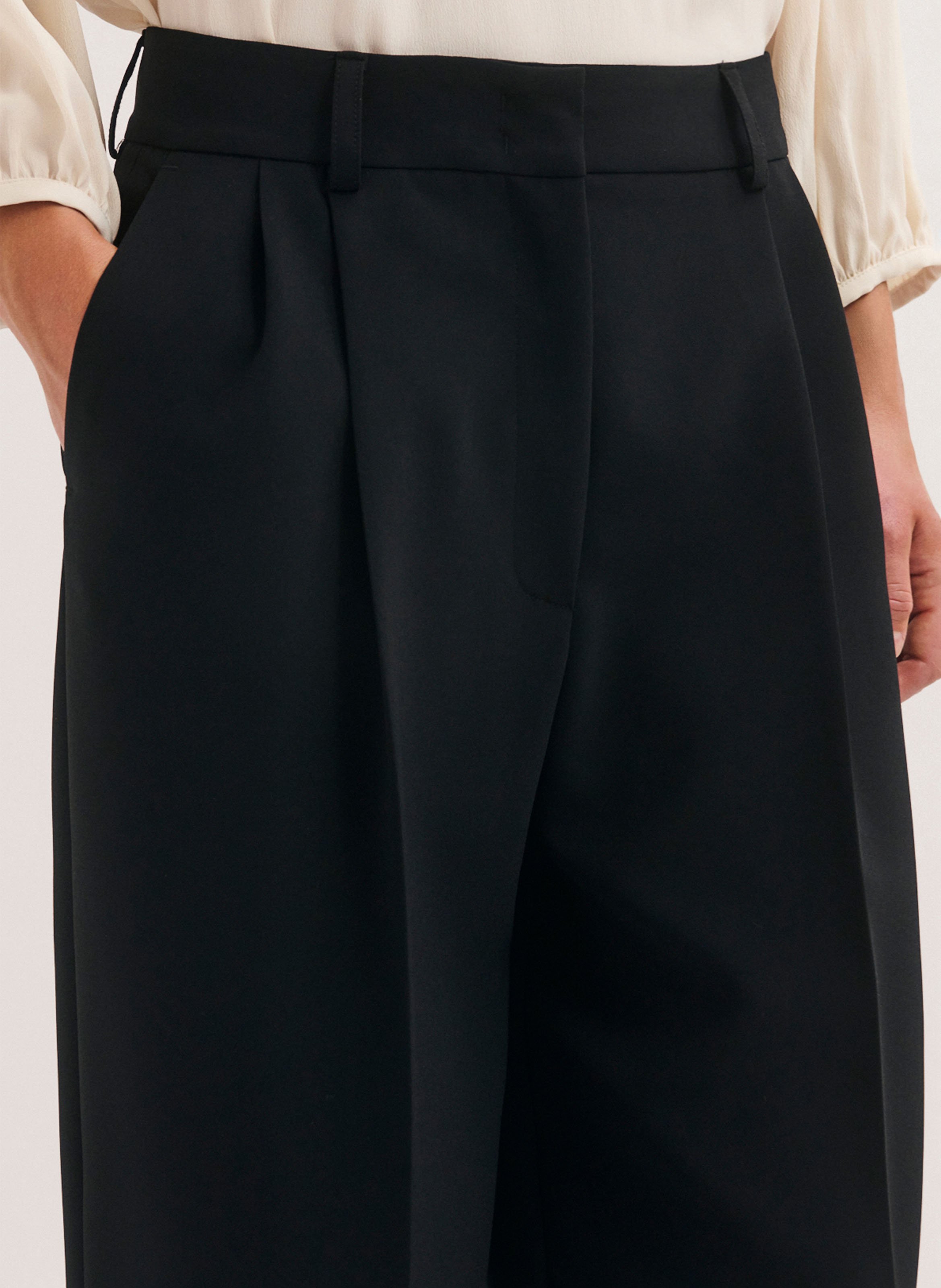 Wijde broek met hoge taille PABLO Zwart