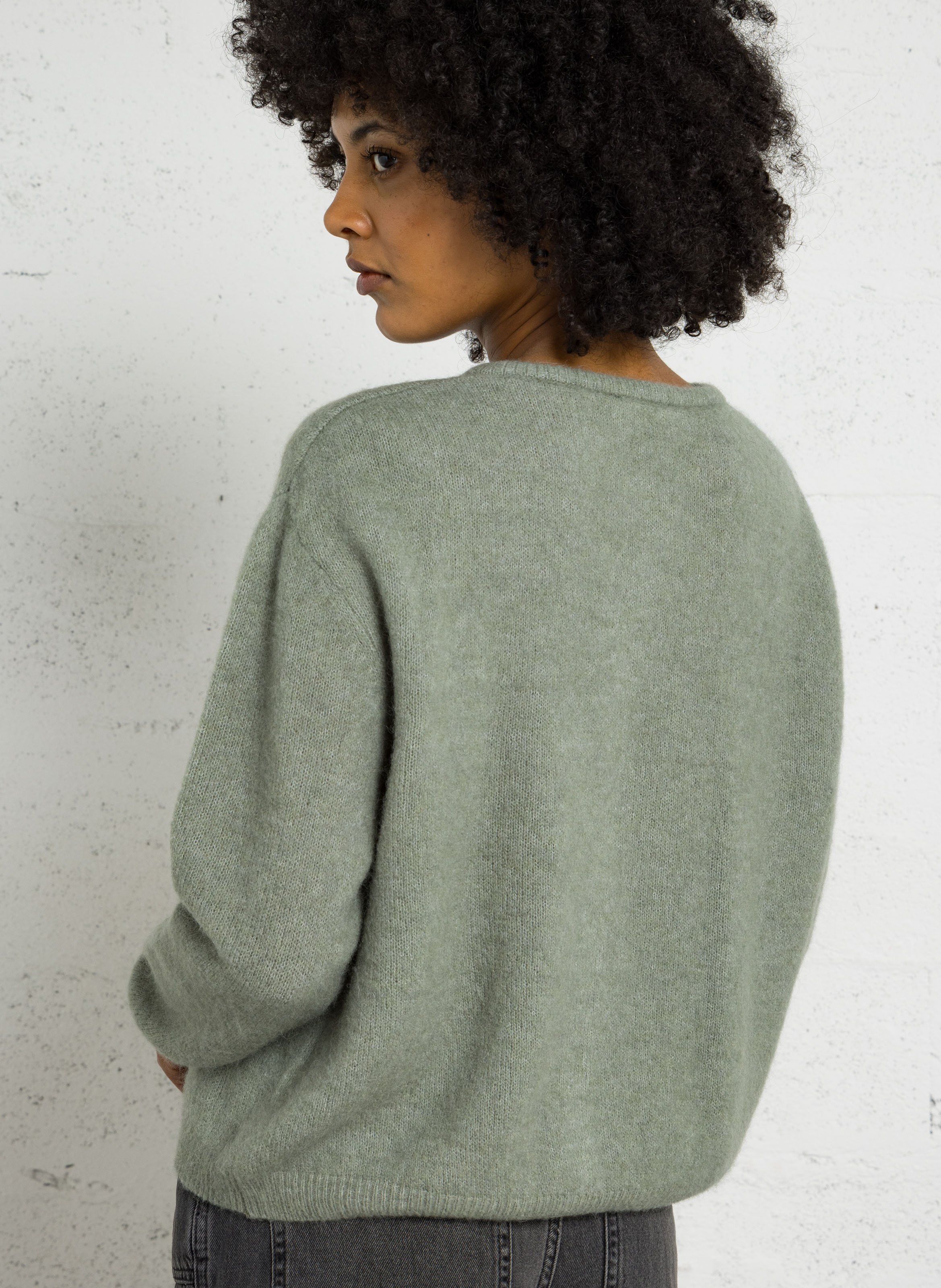 Gilet ample col rond en laine mélangée AMERICAN VINTAGE Vert