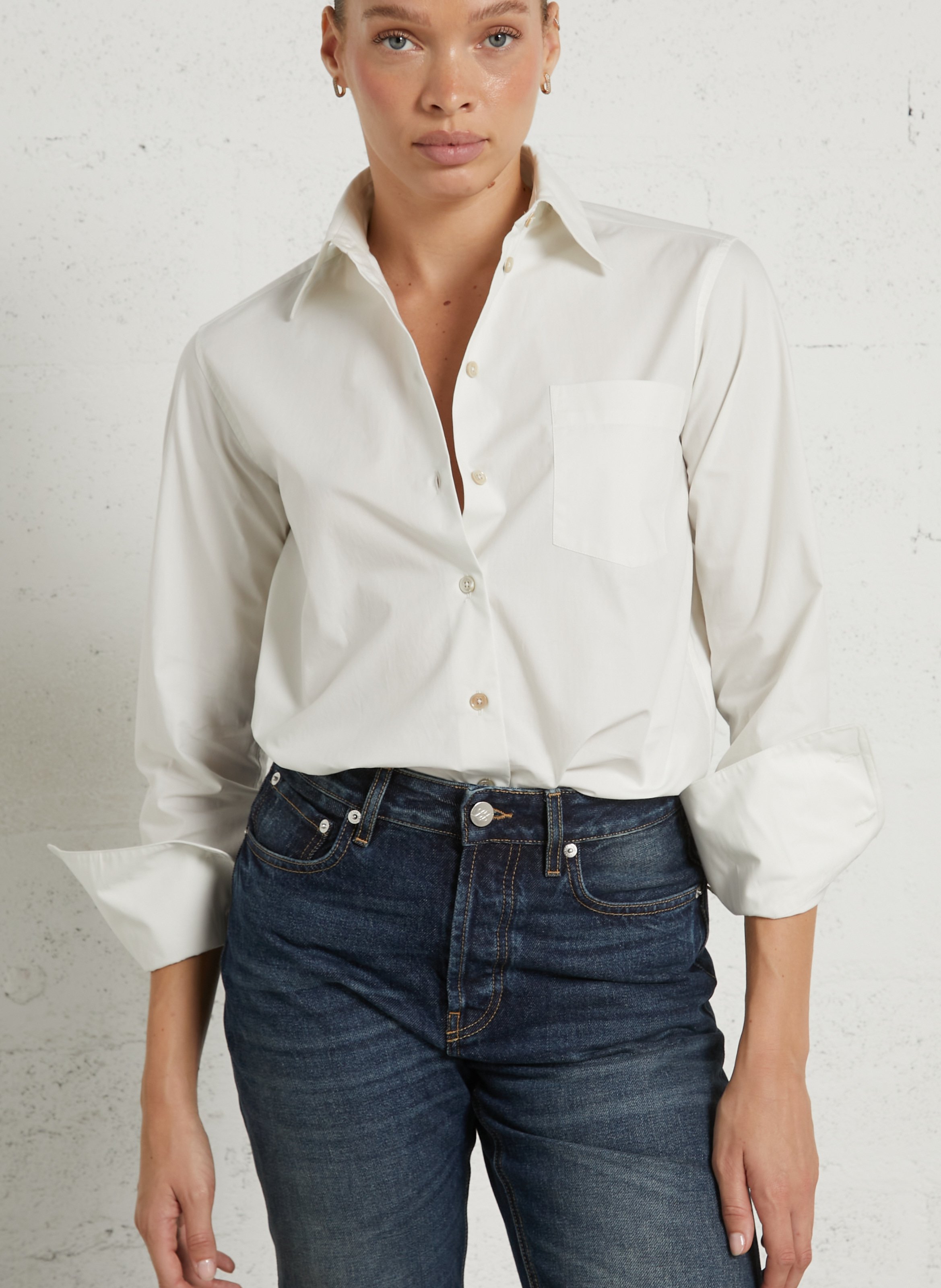 Chemise droite col classique en coton LAURENCE BRAS Blanc
