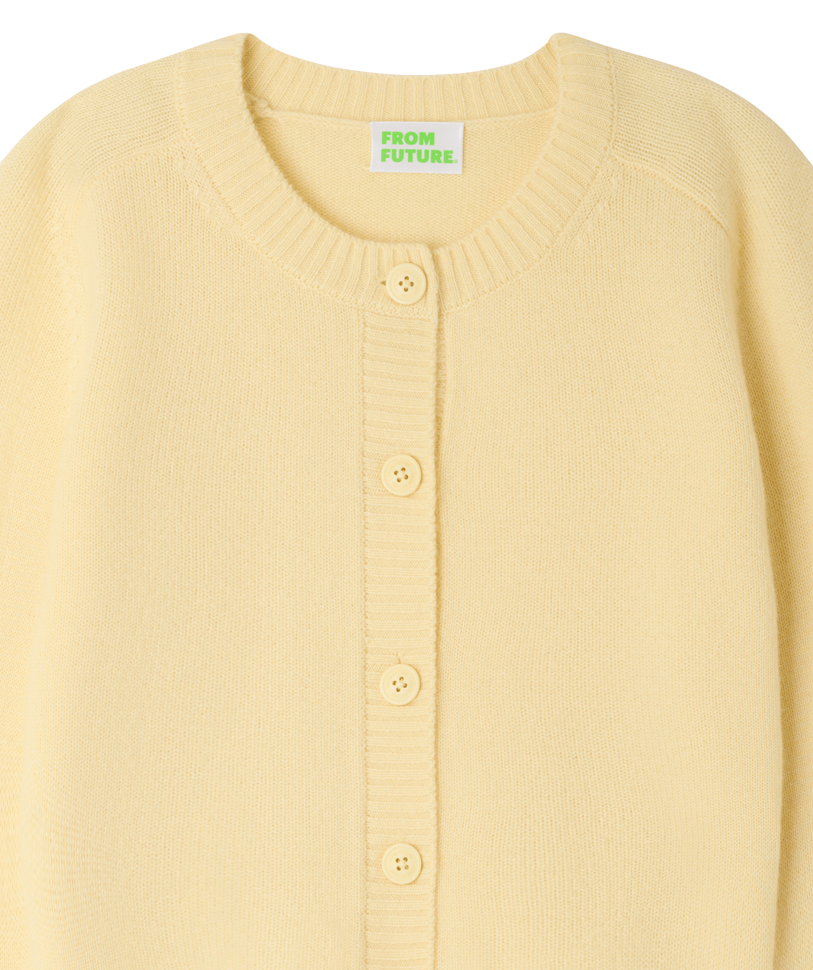 Gilet col rond boutonné en cachemire FROM FUTURE Jaune