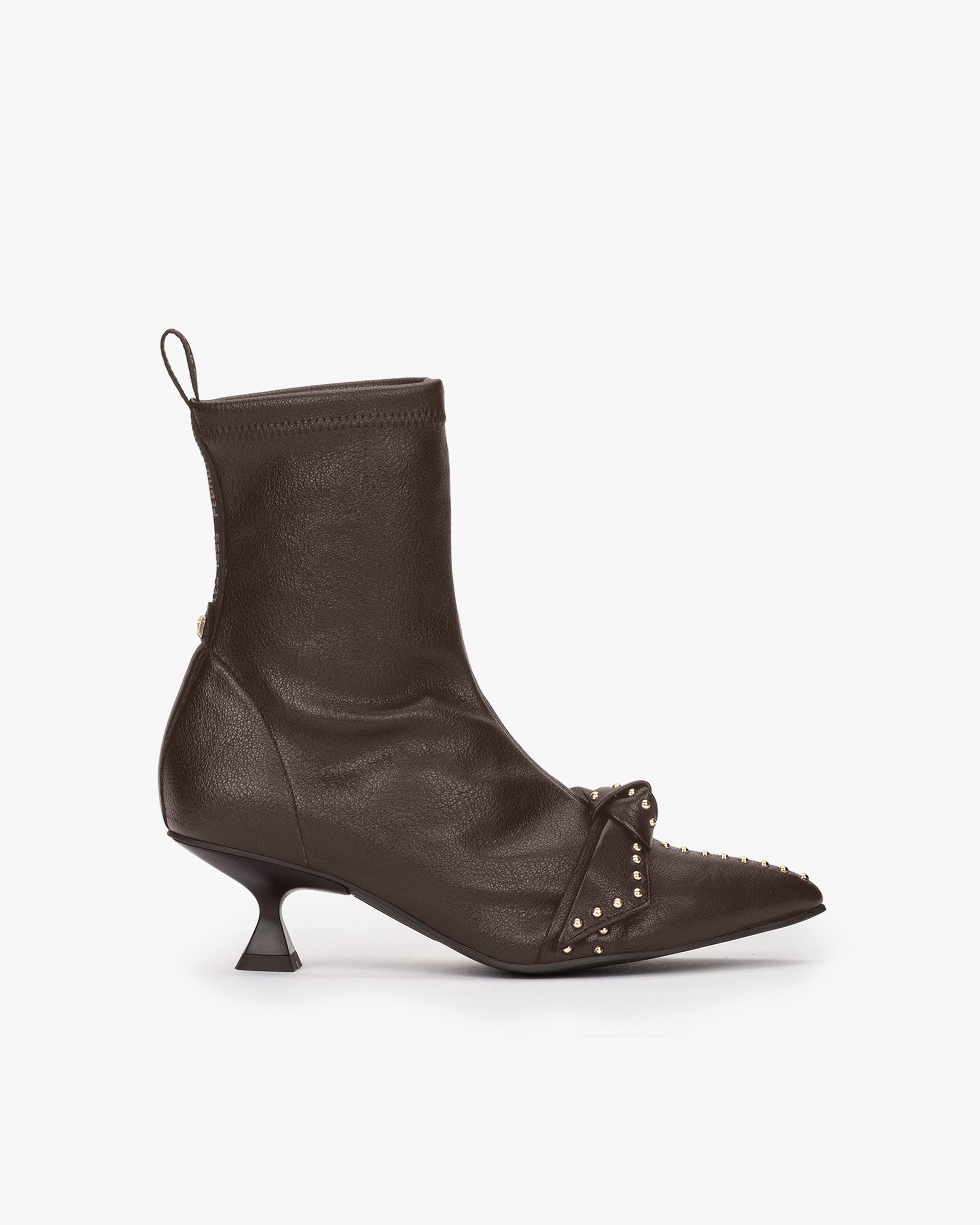 Brown leather ankle boots with a bow PEDRO MIRALLES Brown