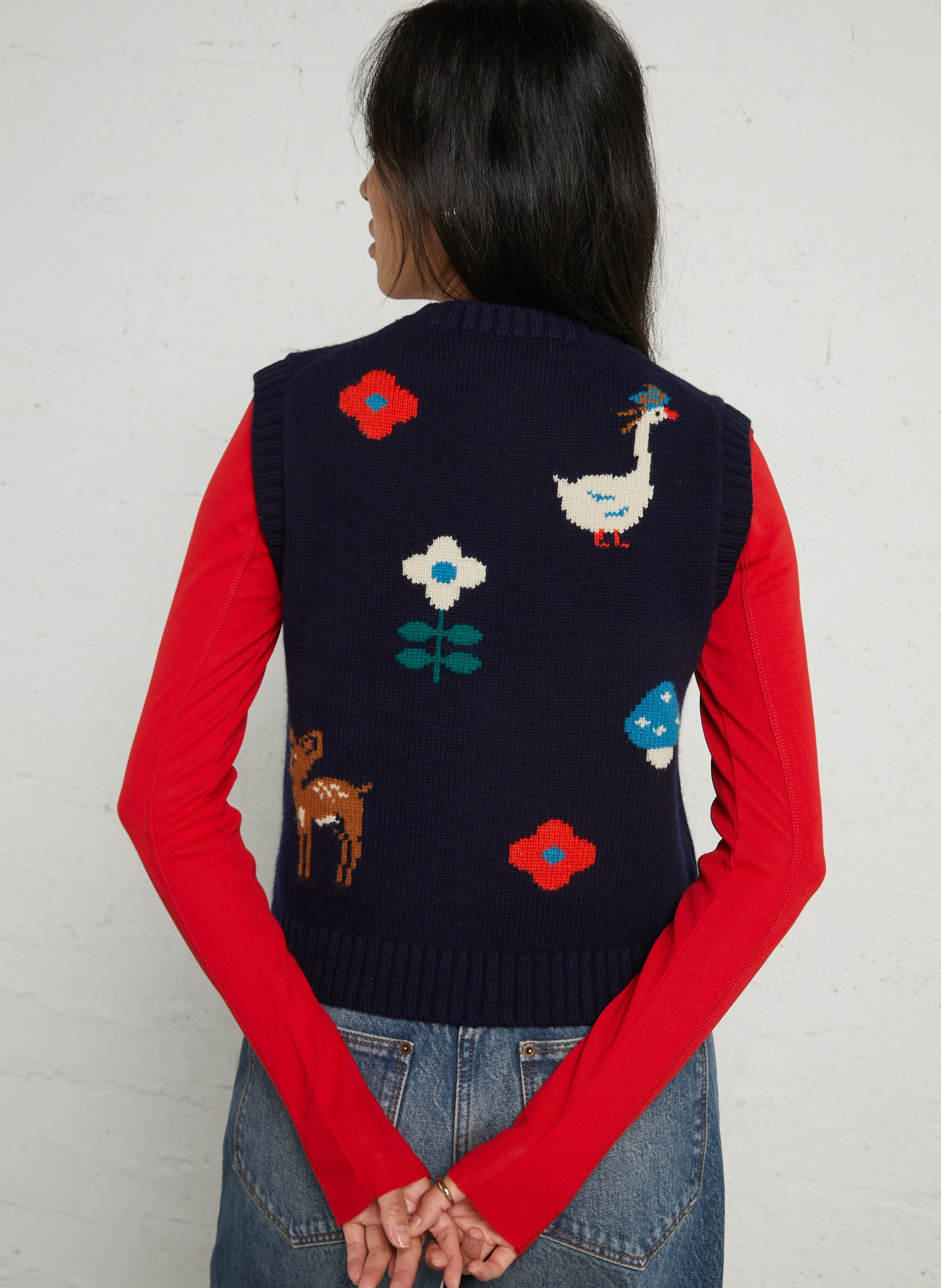 Wolljacke mit Rundhalskragen THE TINY BIG SISTER Blau