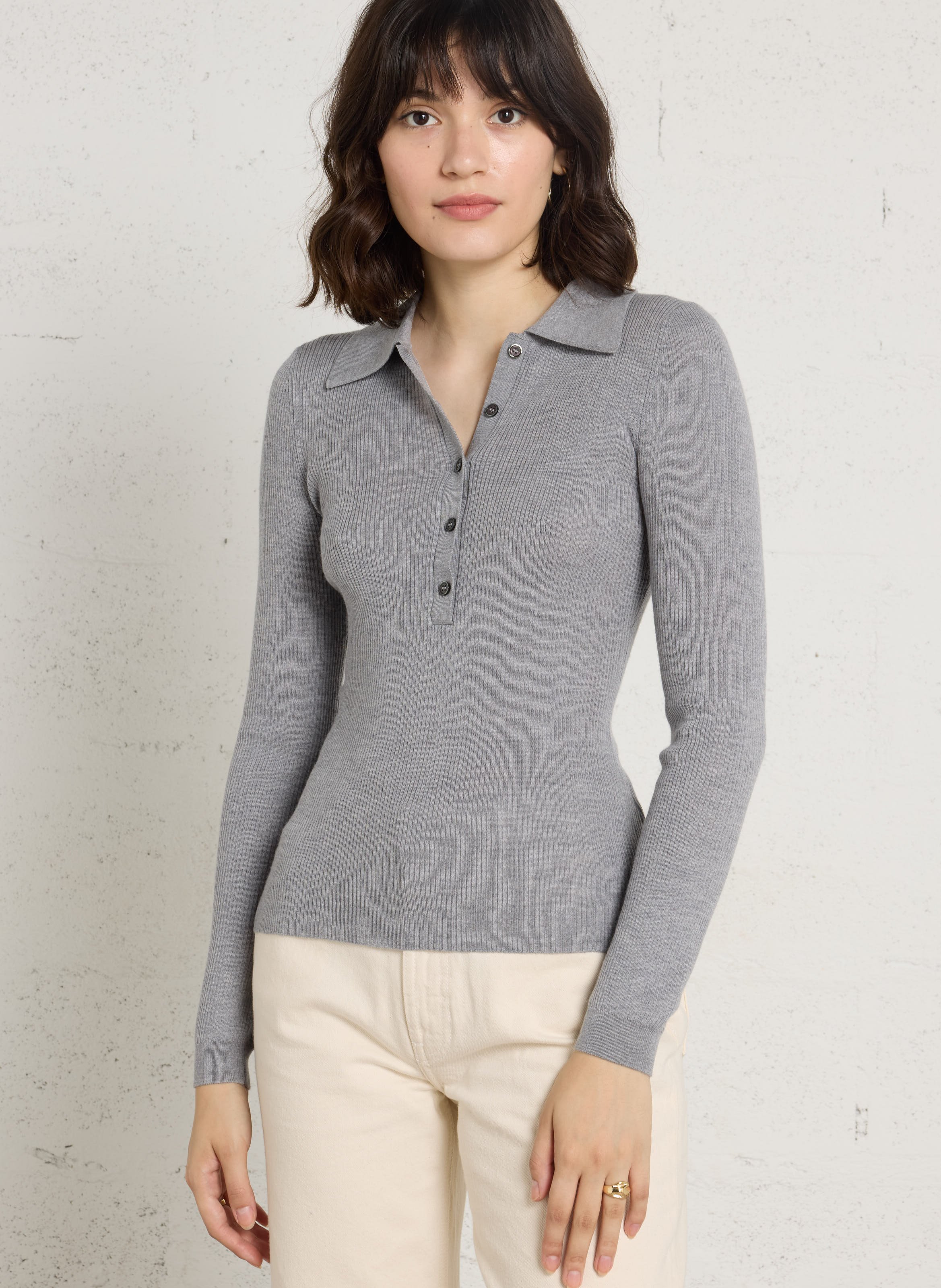 Fitted wool coat with classic collar IKKS