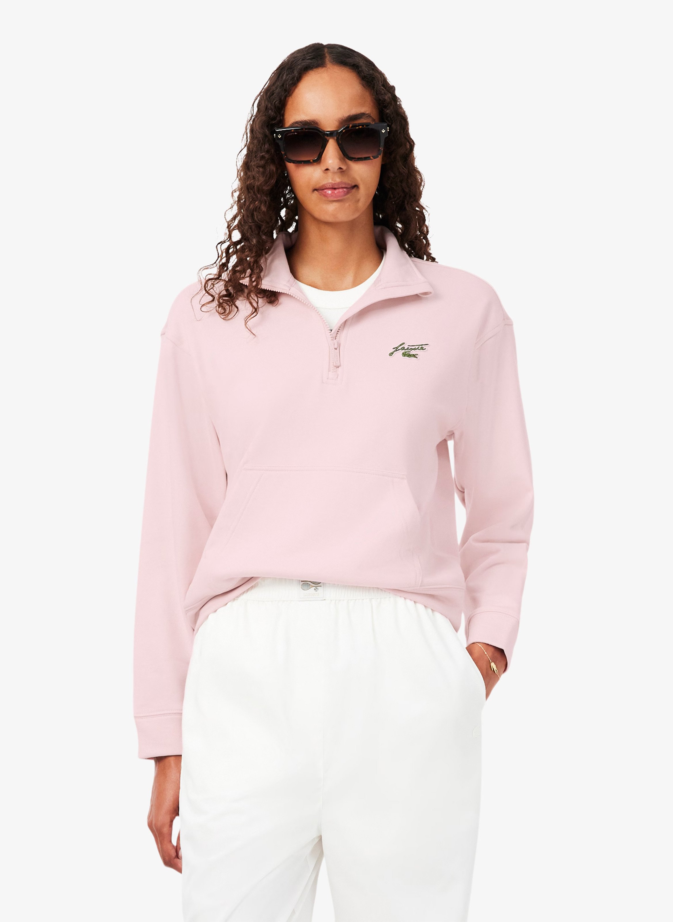 Straight high-neck zipped sweatshirt LACOSTE Pink