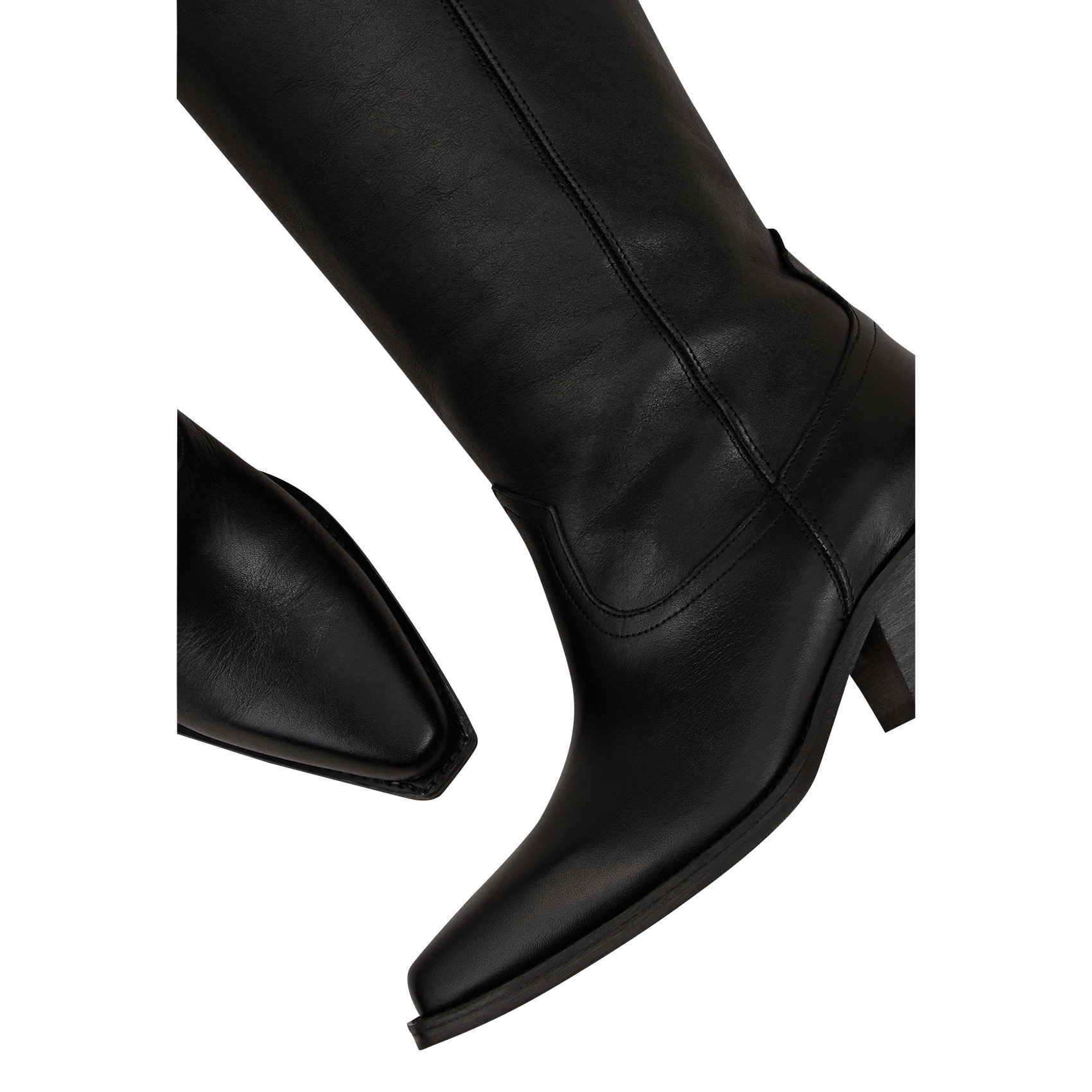 Einfarbige Stiefeletten aus Leder mit mittelhohem Schaft BA&SH Schwarz