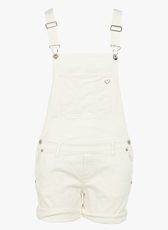 Salopette short en jean Blanc