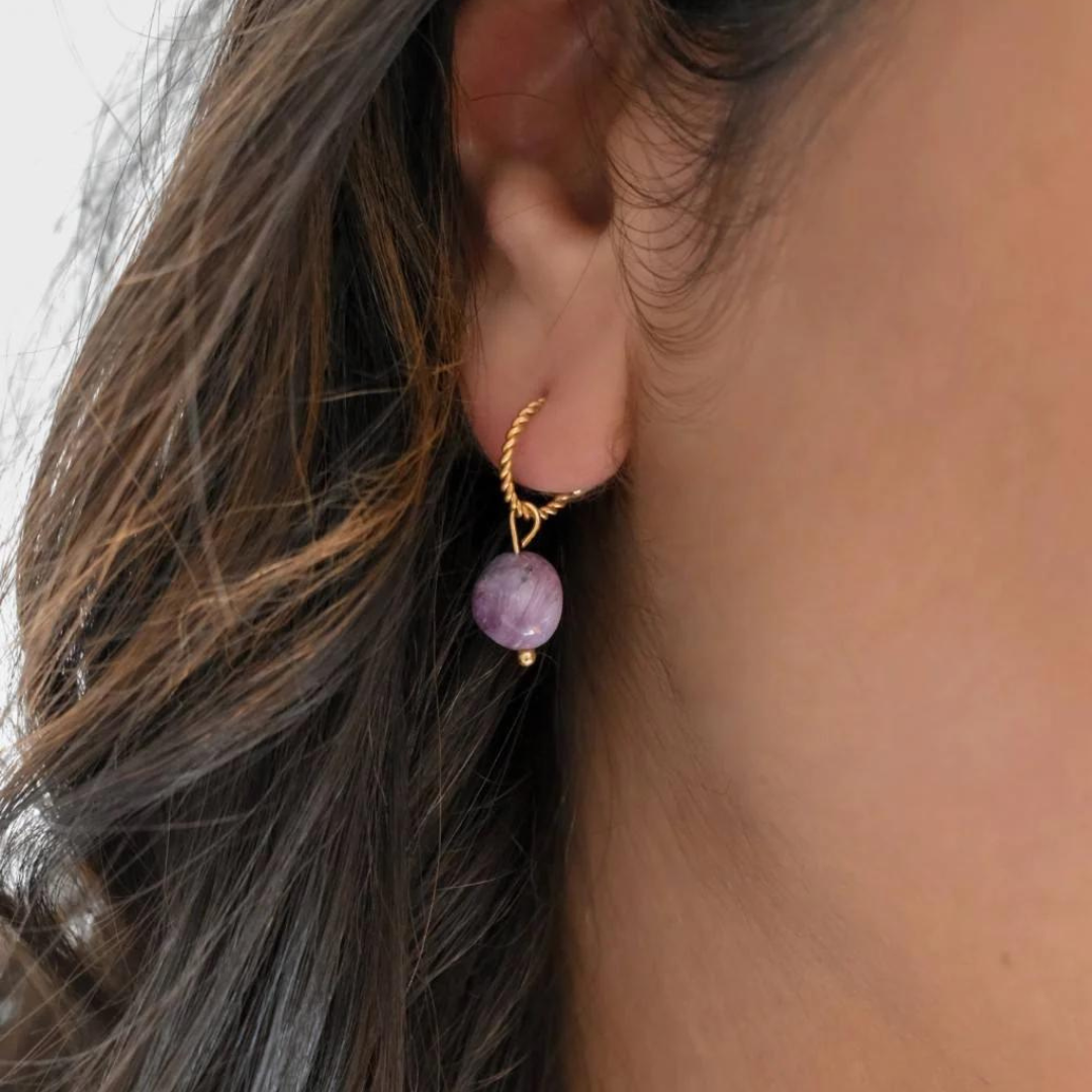 Charoite earrings GINANDGER Green