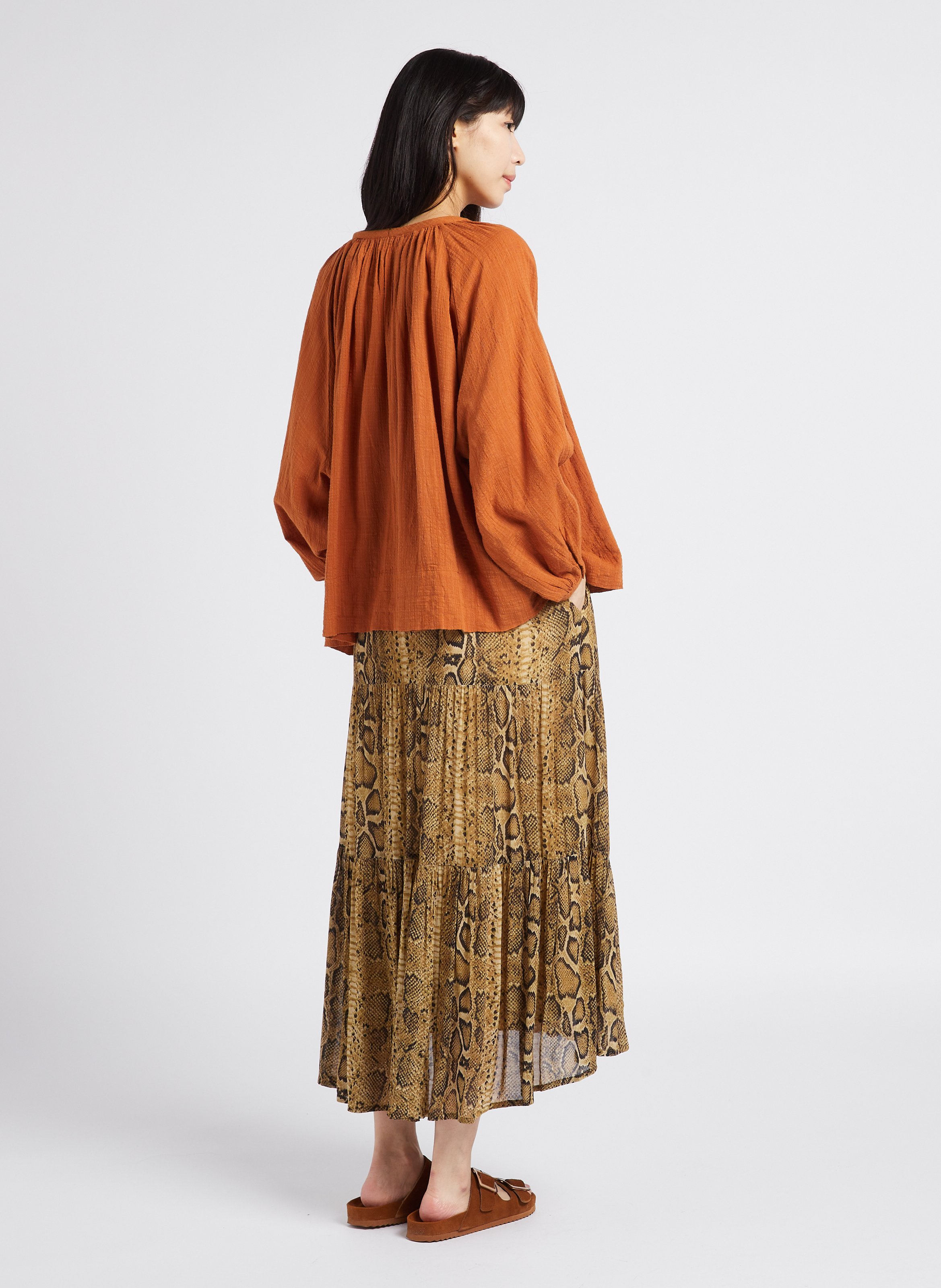 Loose-fit textured blouse SWILDENS Orange