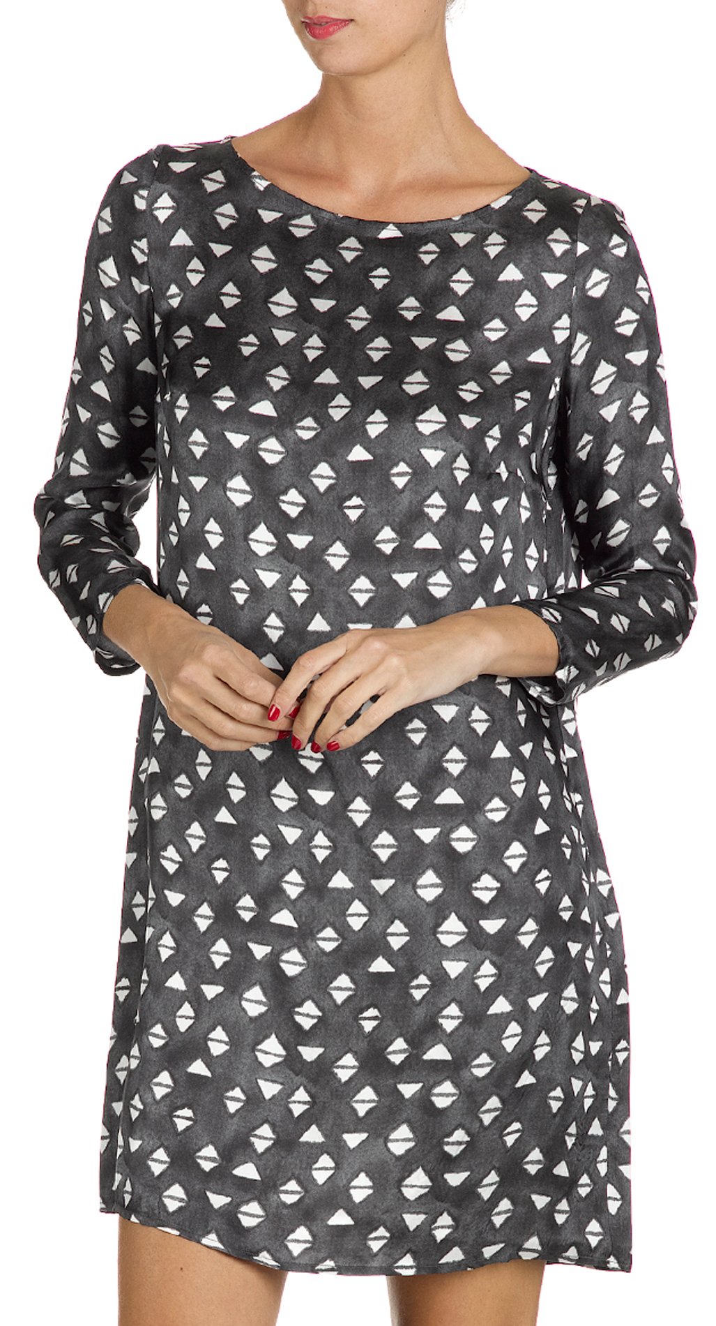 Printed straight dress ATTIC AND BARN Black