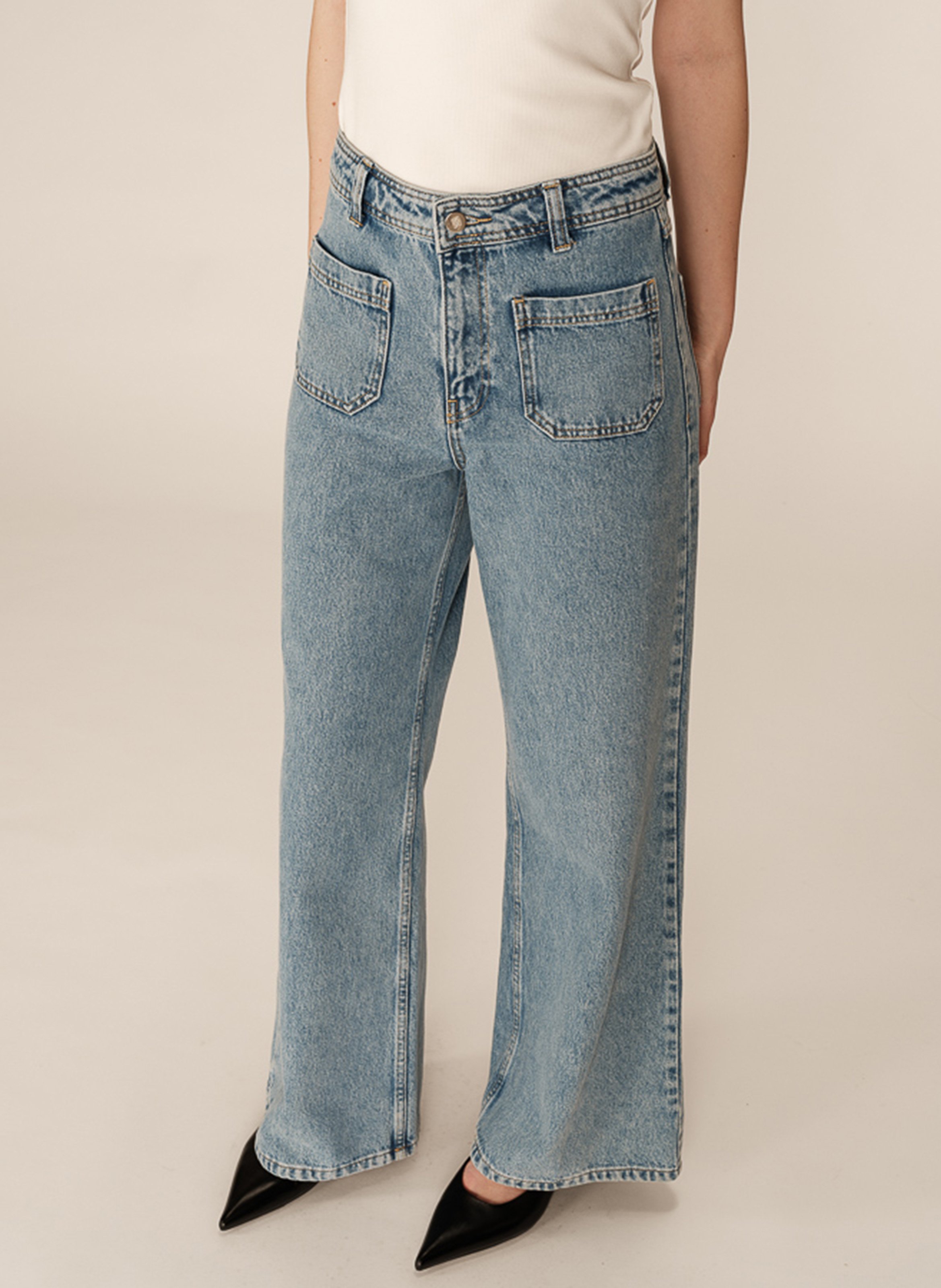 Rechte broek met wijde pijpen GRACE ET MILA Blauw