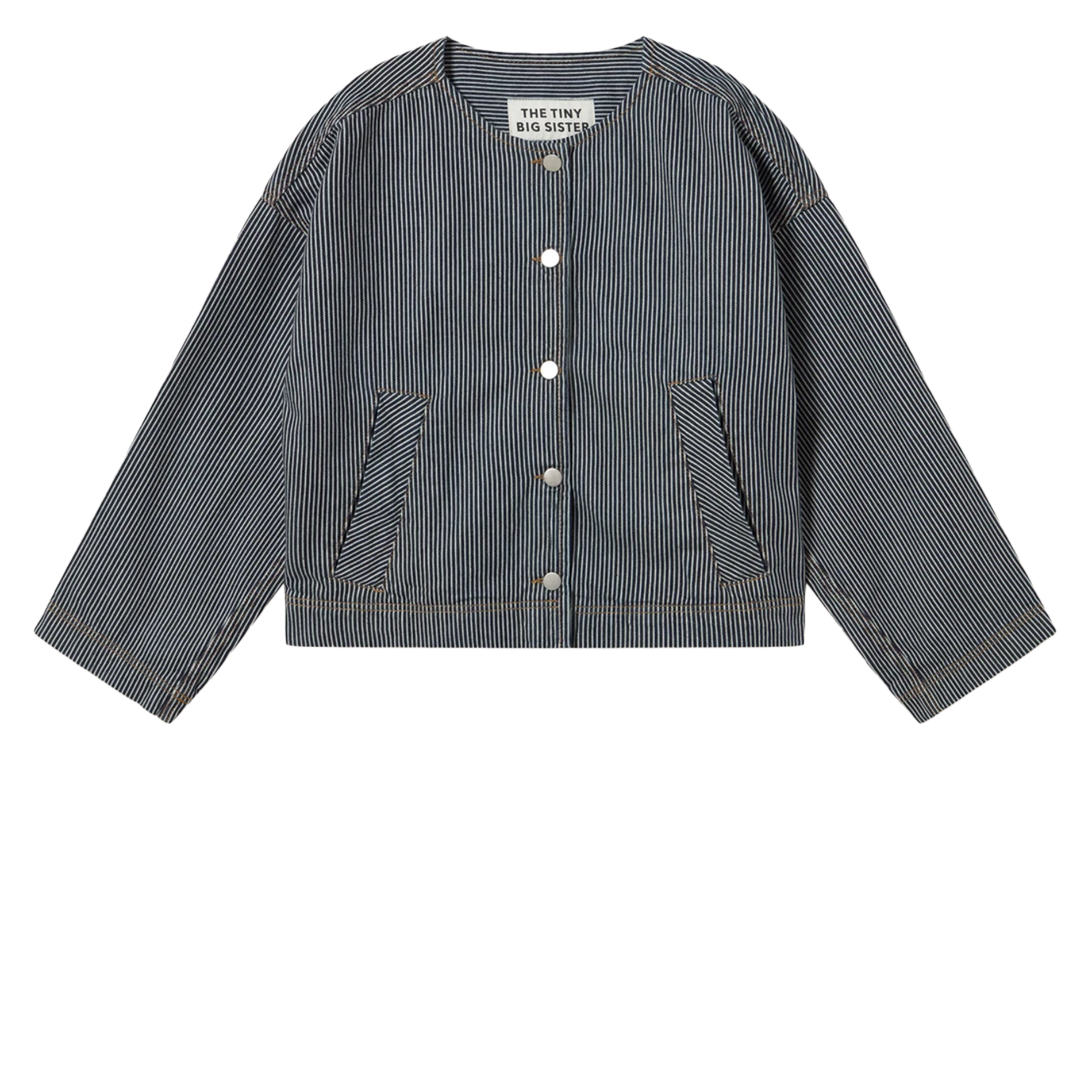 Oversized round neck cotton jacket THE TINY BIG SISTER Blue