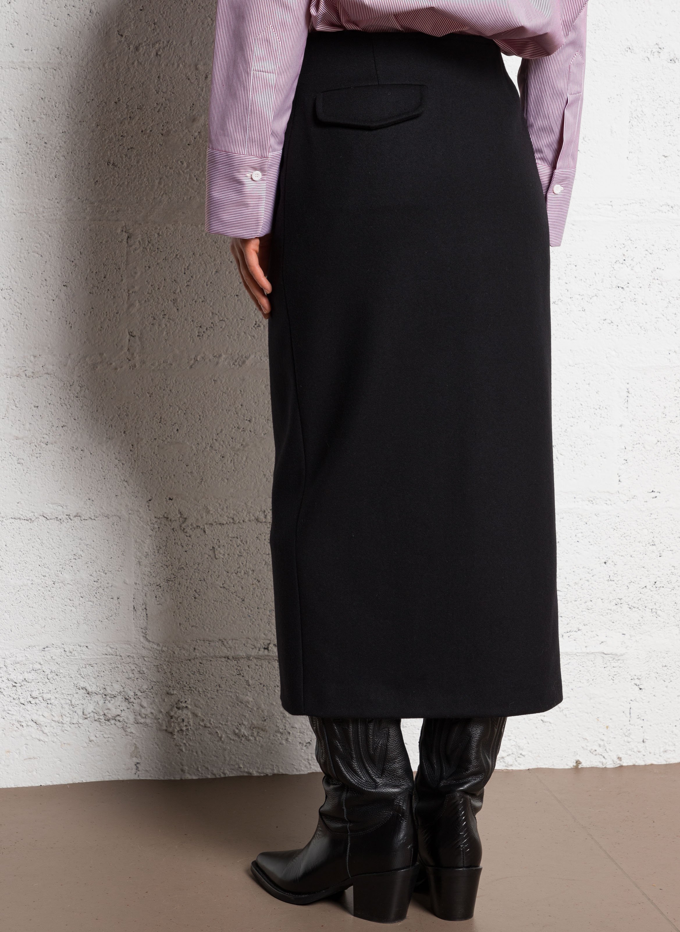 Jupe crayon en laine vierge mélangée MARGAUX LONNBERG Noir