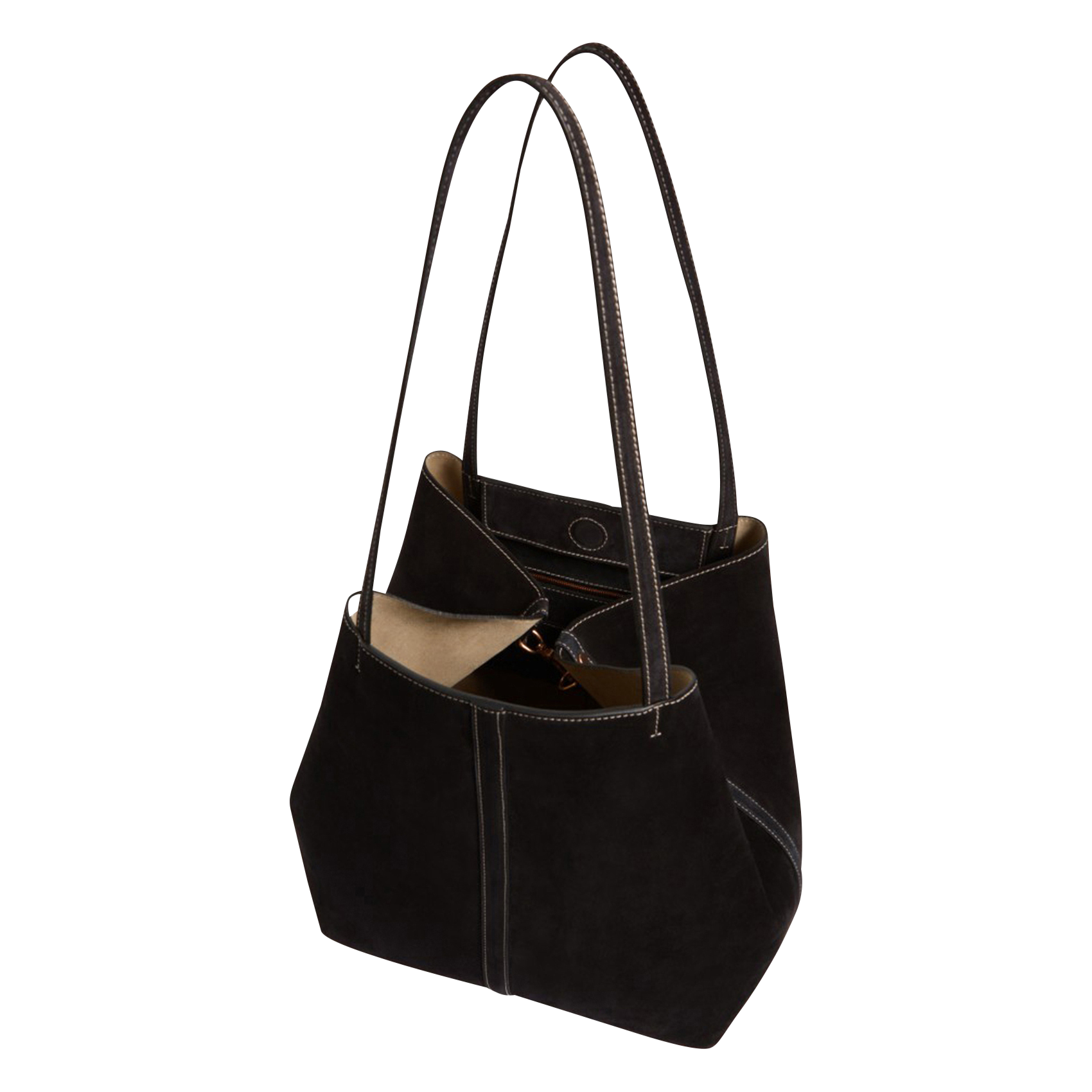 Petit sac cabas en cuir velours VANESSA BRUNO Noir
