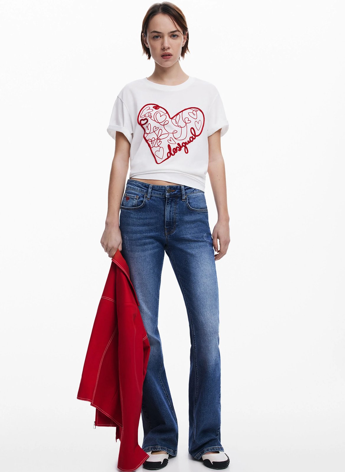 Tee-shirt droit en coton imprimé DESIGUAL Blanc