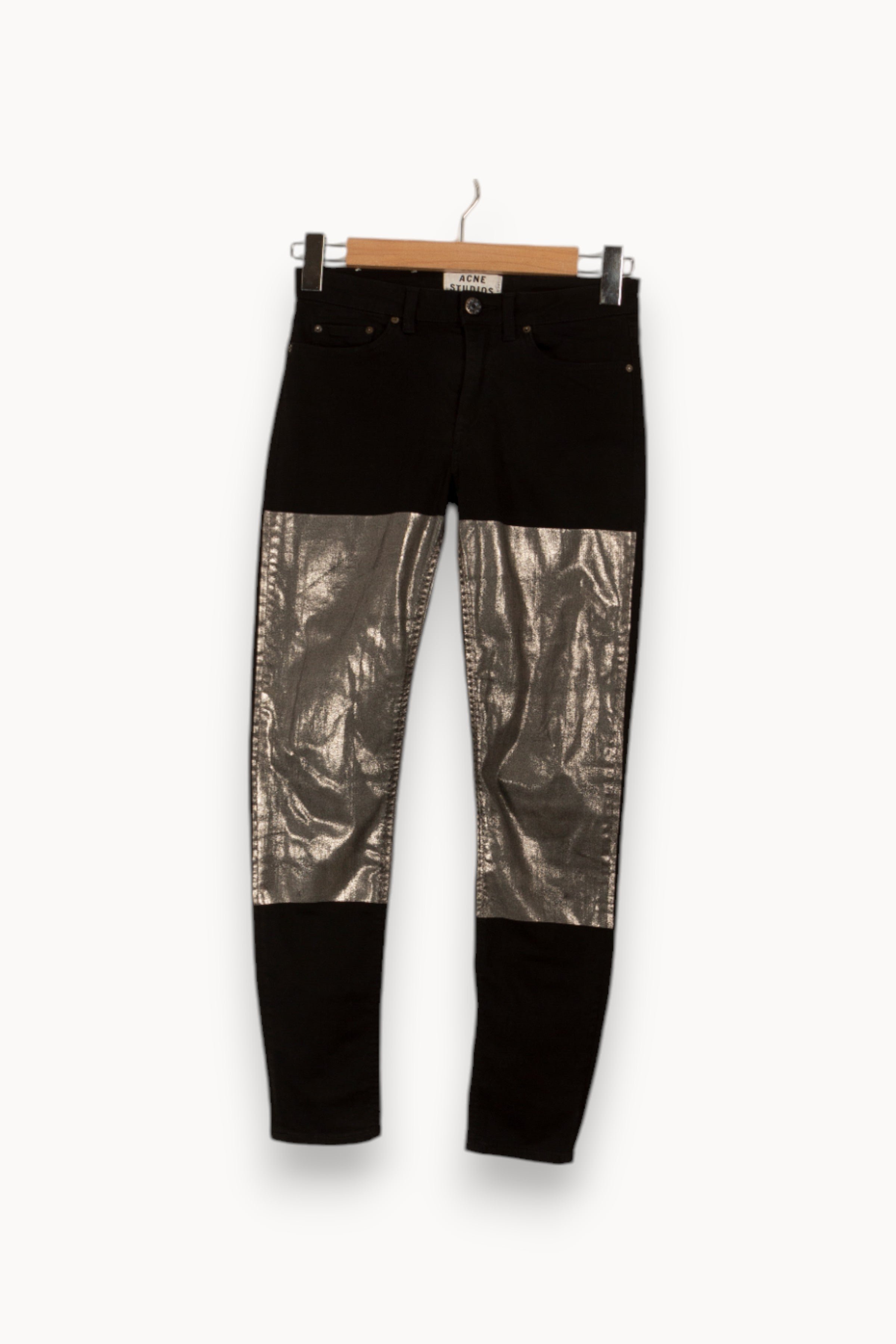 Cropped slim jeans with studs ACNE STUDIOS - Seconde Main Black