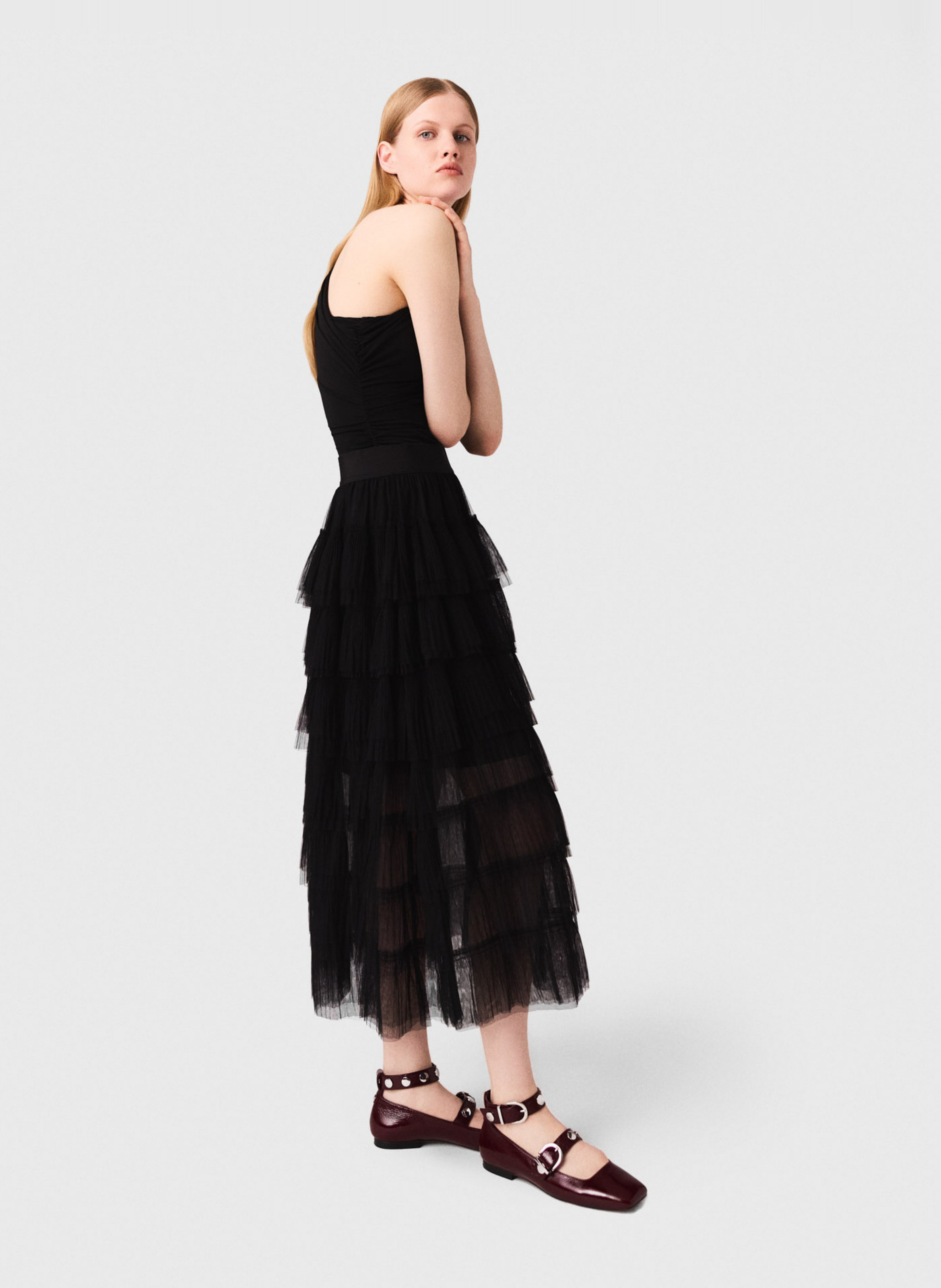 Body drapé asymétrique uni MAJE Noir