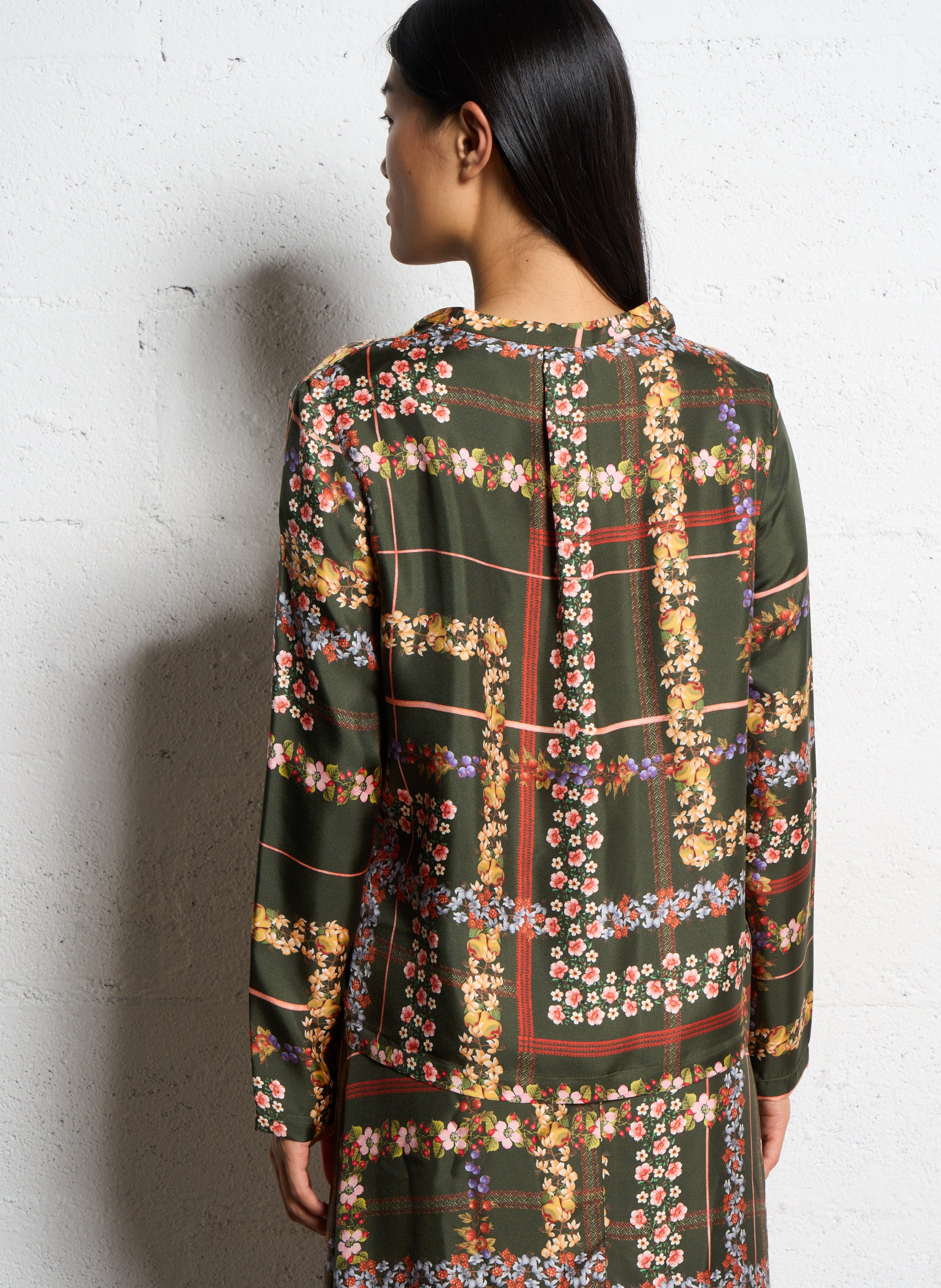 Blouse col V en soie MOMONI Vert