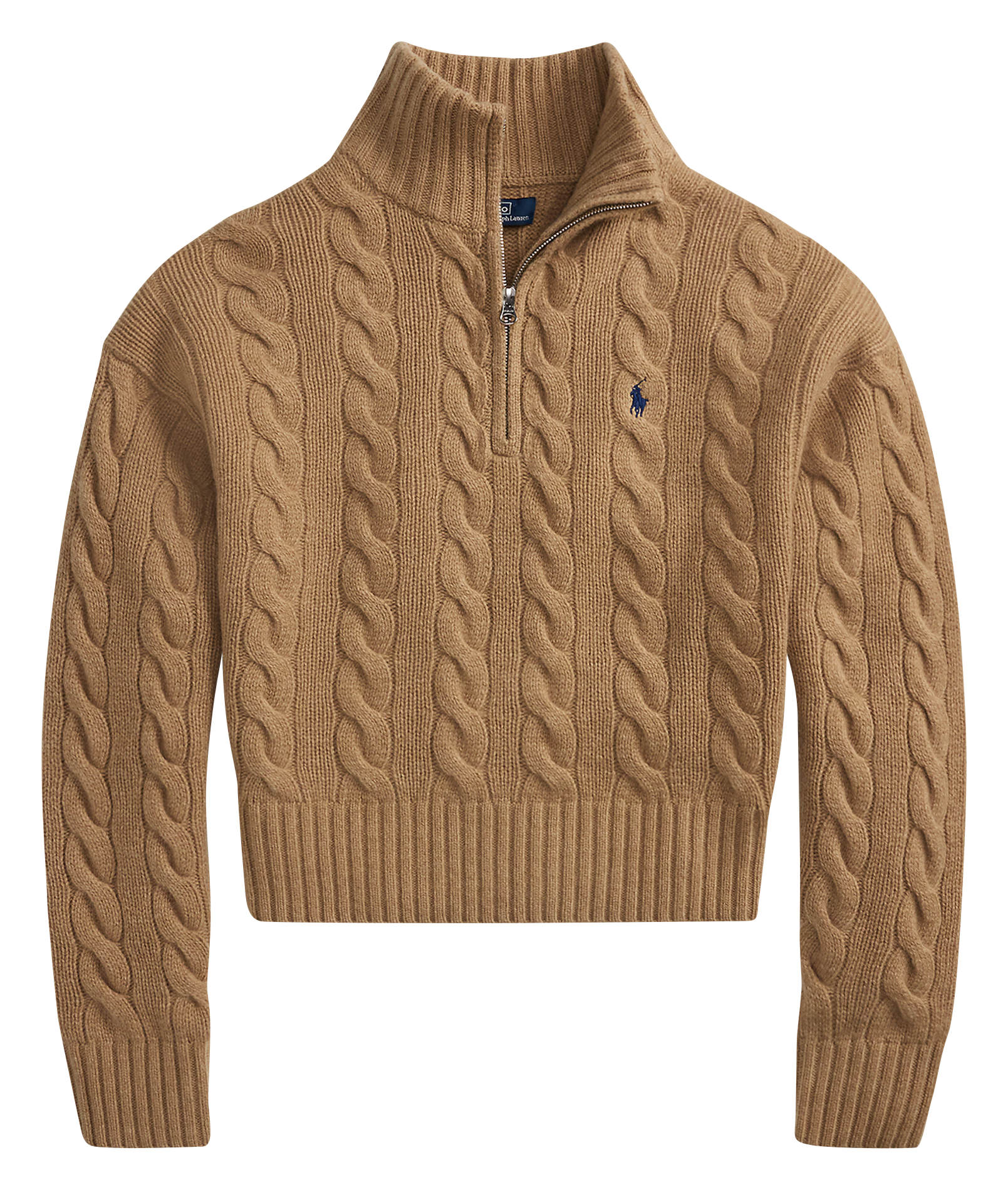 Trui met opstaande kraag van wol en kasjmier  Collection camel melange