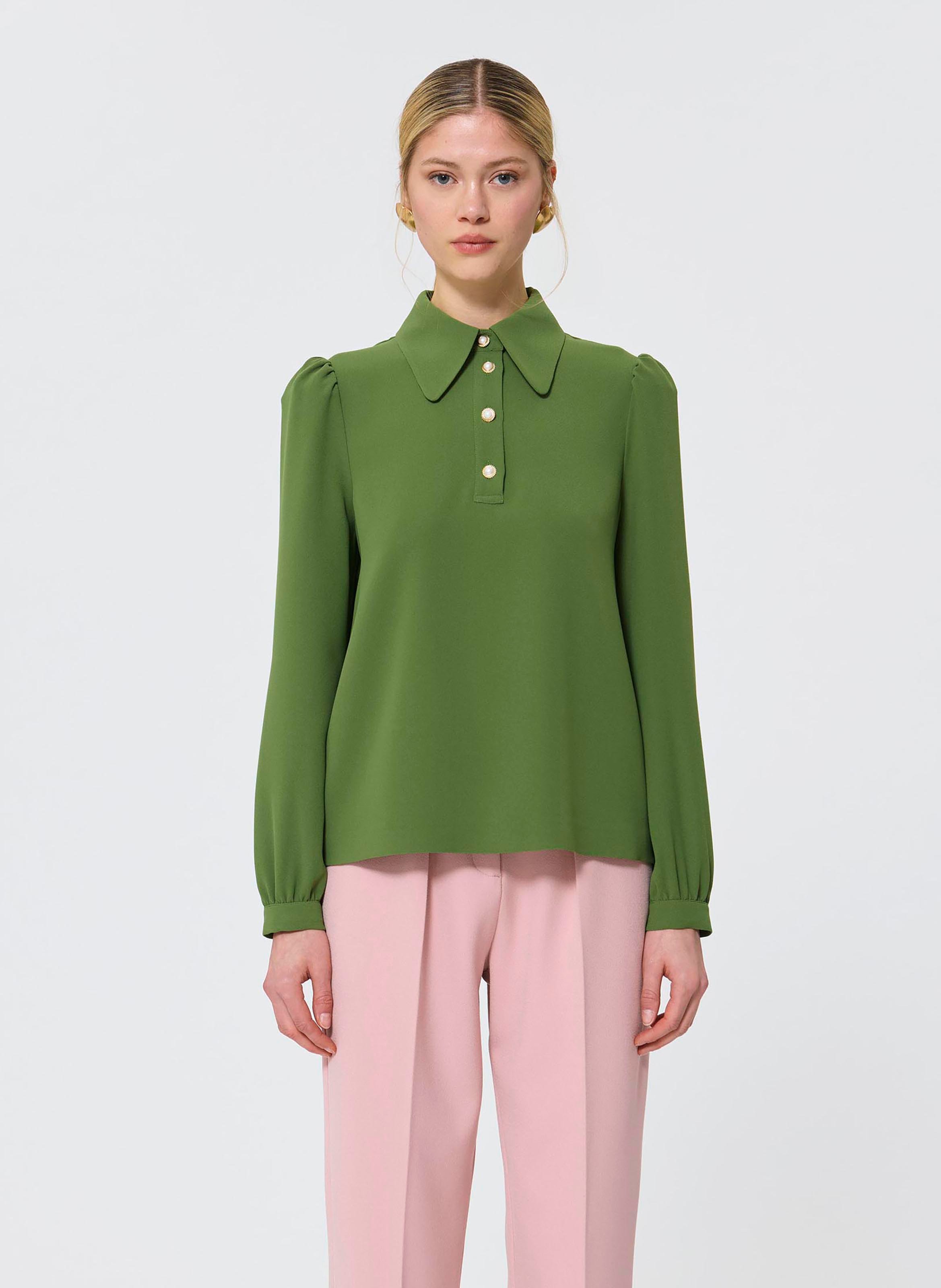 Blouse with leather collar TARA JARMON