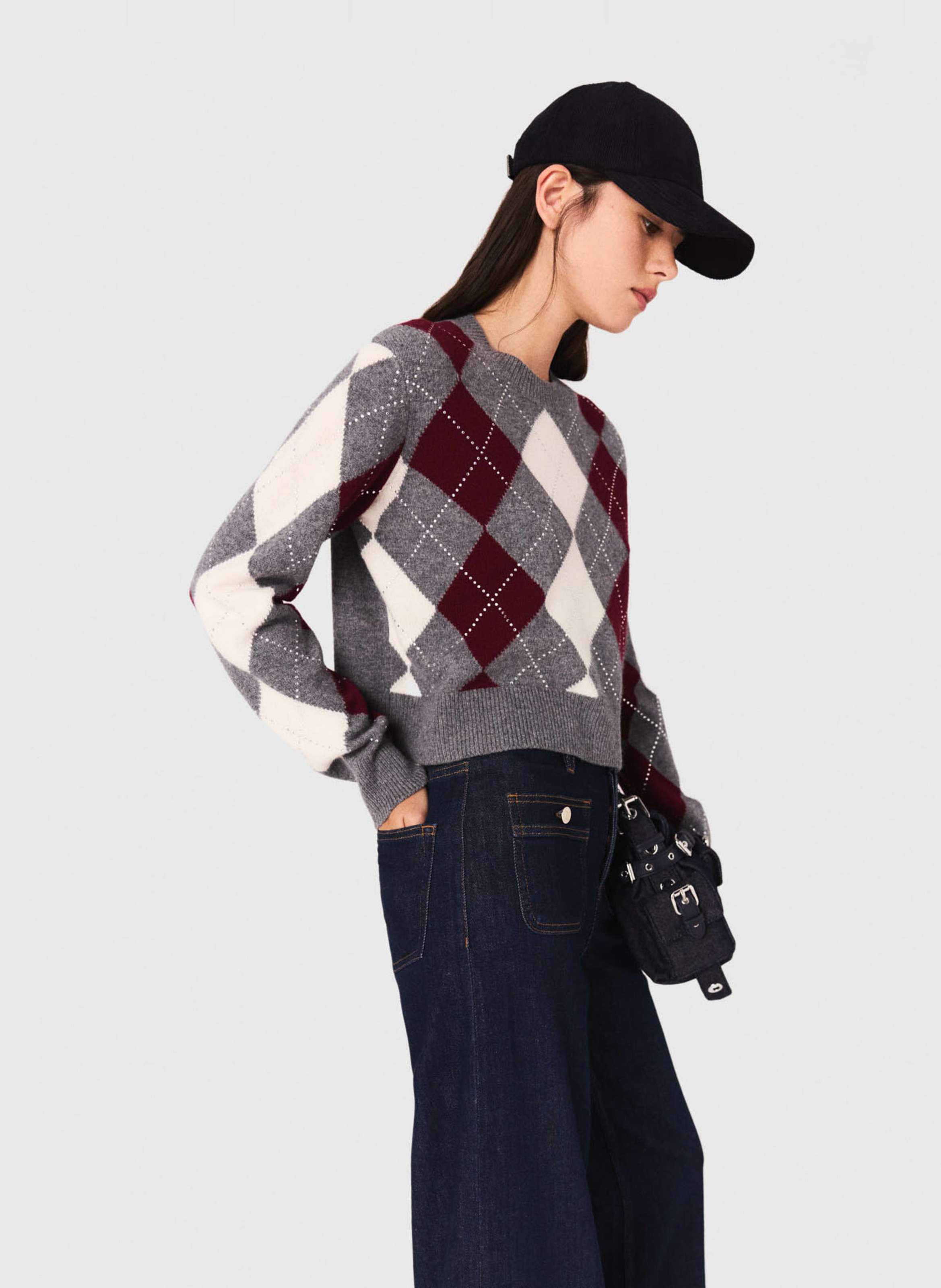 Pull col rond en laine MAJE Gris