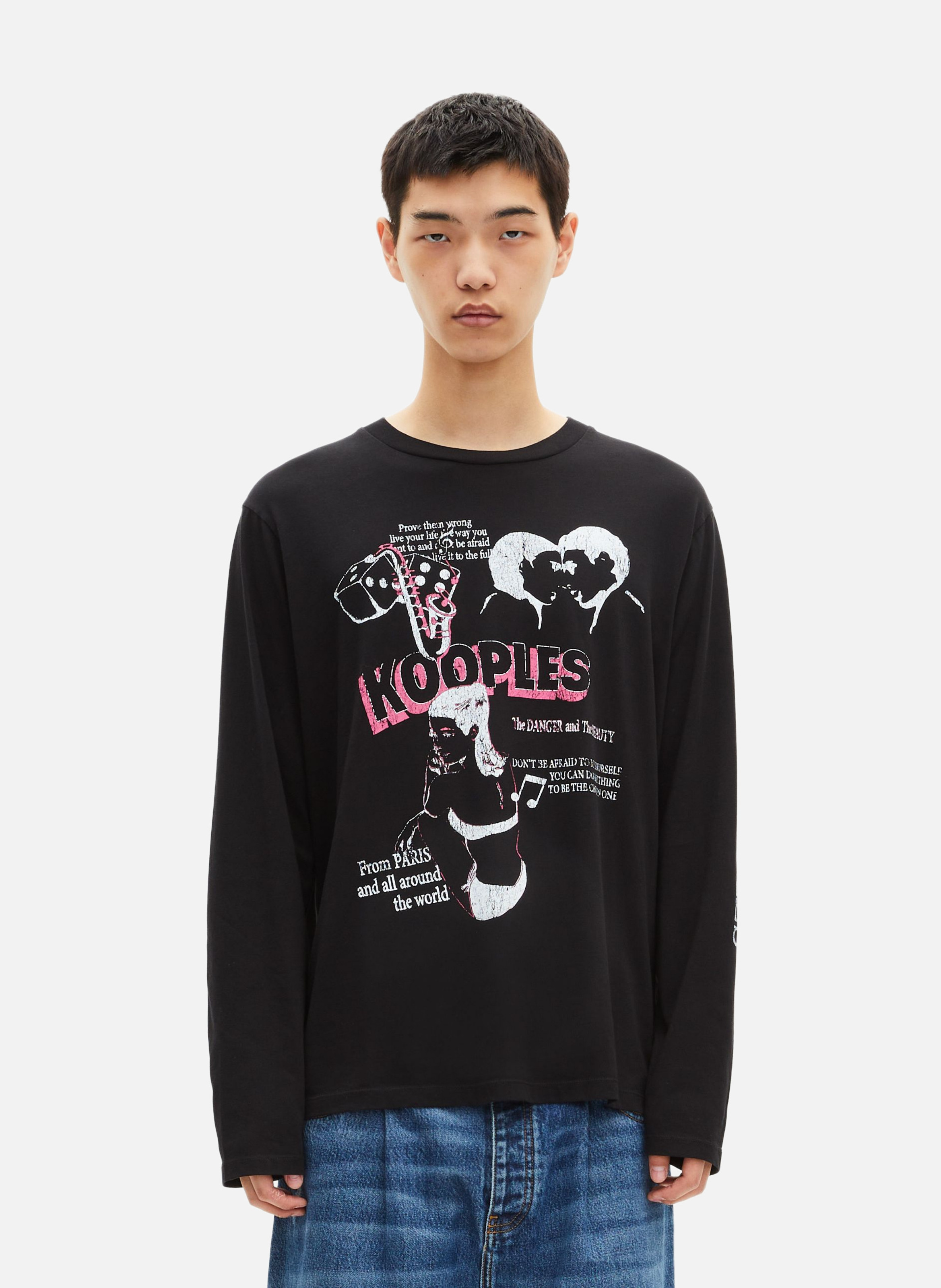 T-shirt with screen print 'the dangerous and the beauty' THE KOOPLES Black