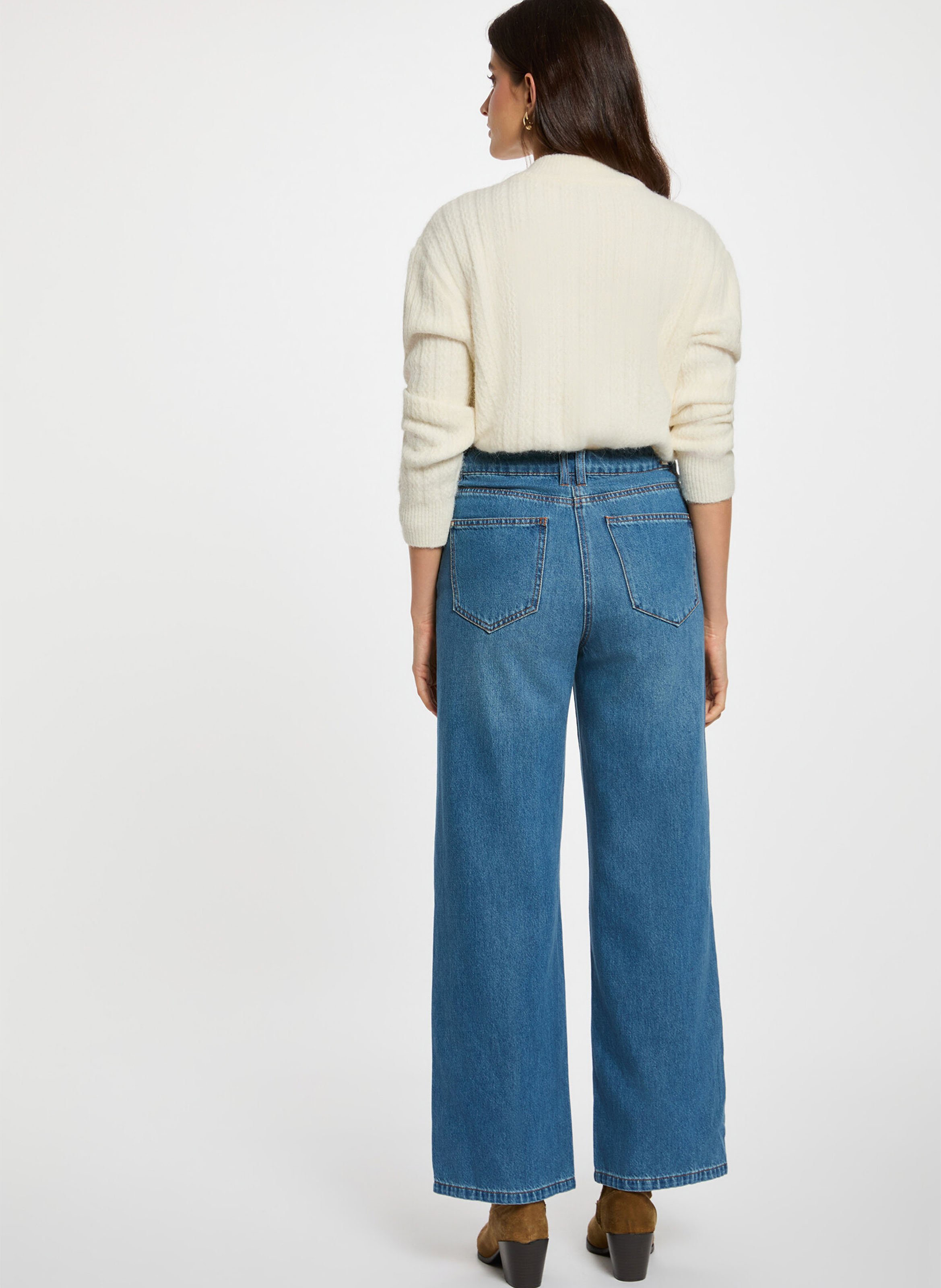 Pull boutonné en maille tressée MORGAN Beige