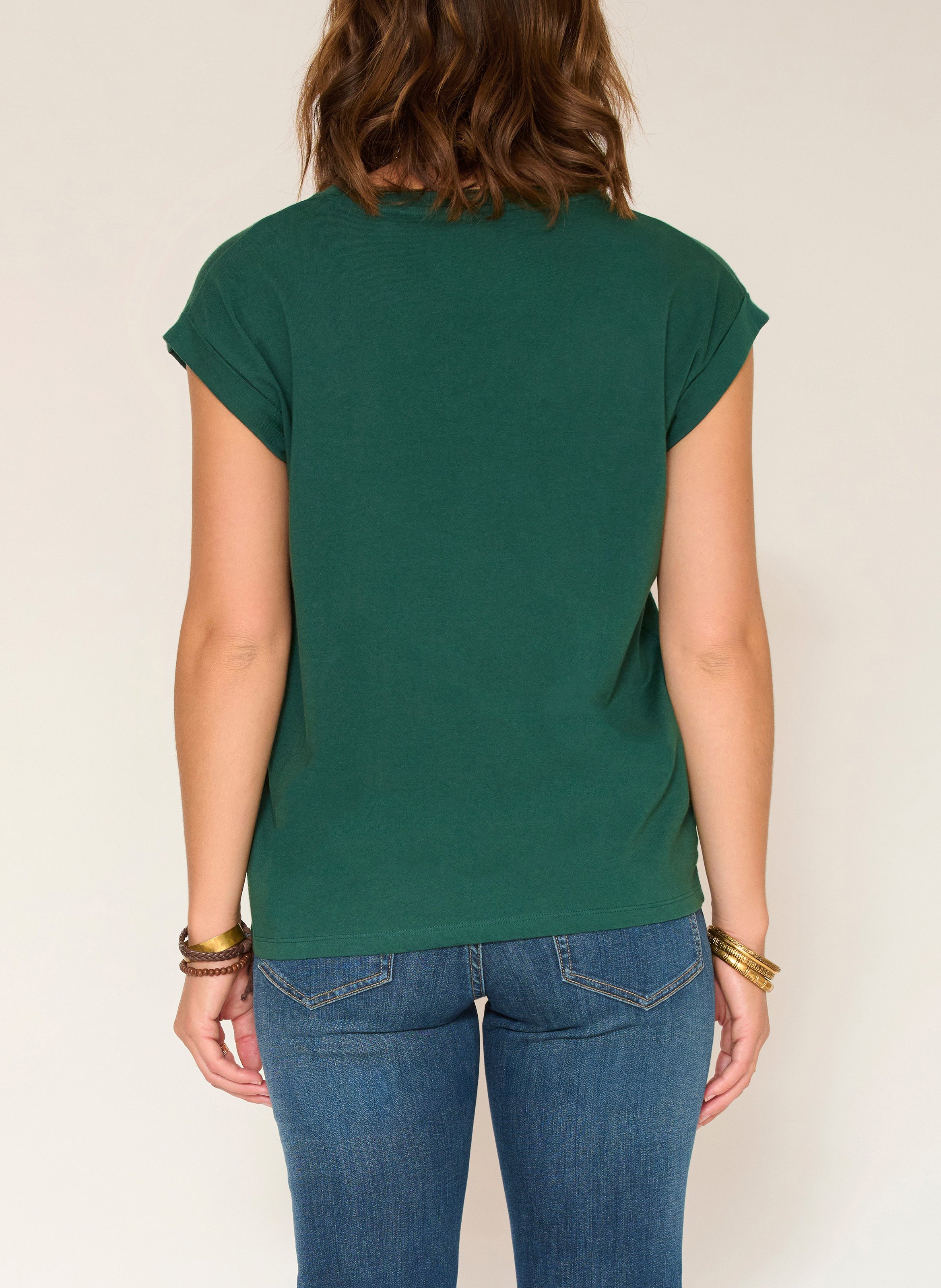 Tee-shirt droit col rond en coton MKT Vert
