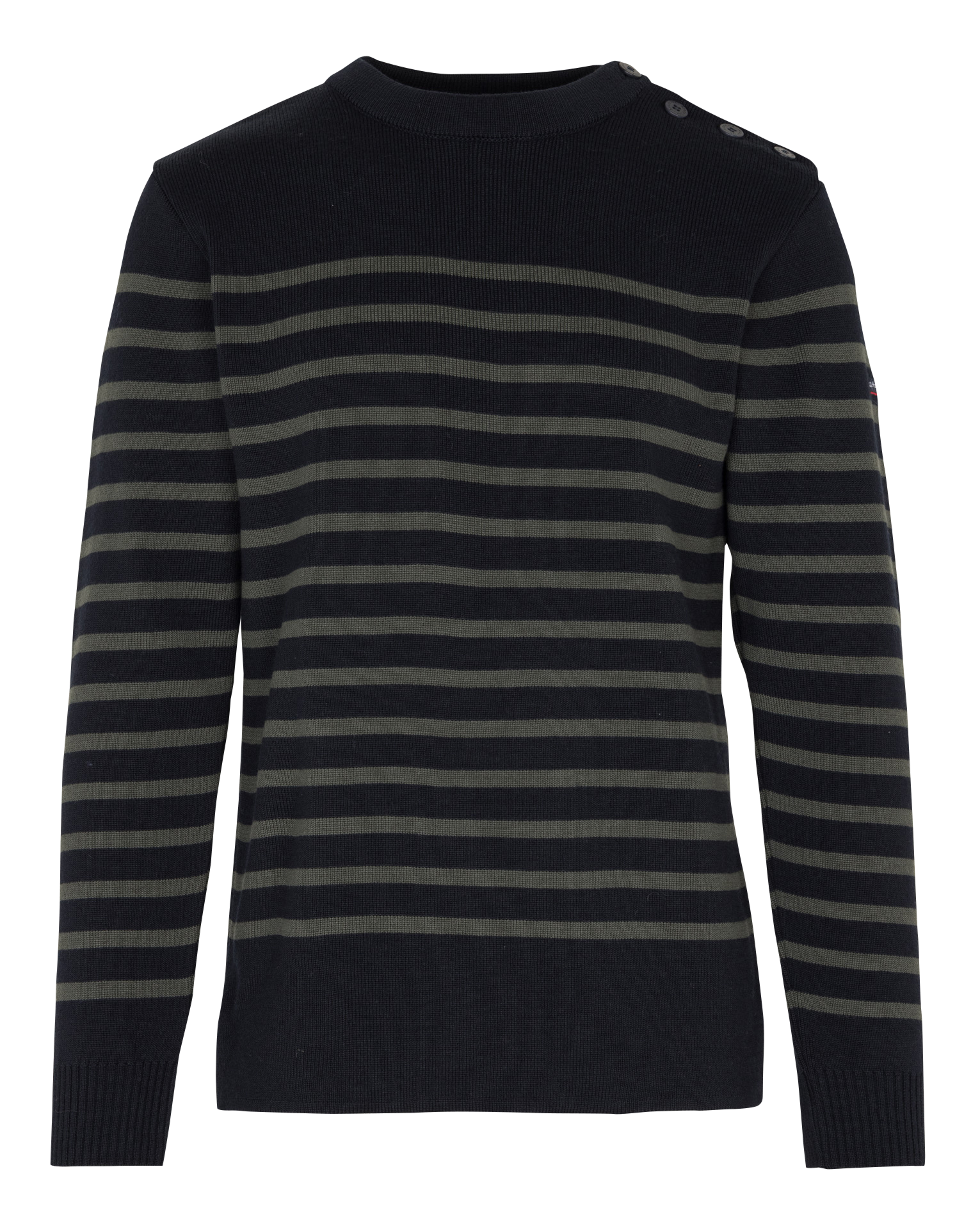 Pull col rond à rayures en laine mélangée ARMOR LUX Bleu