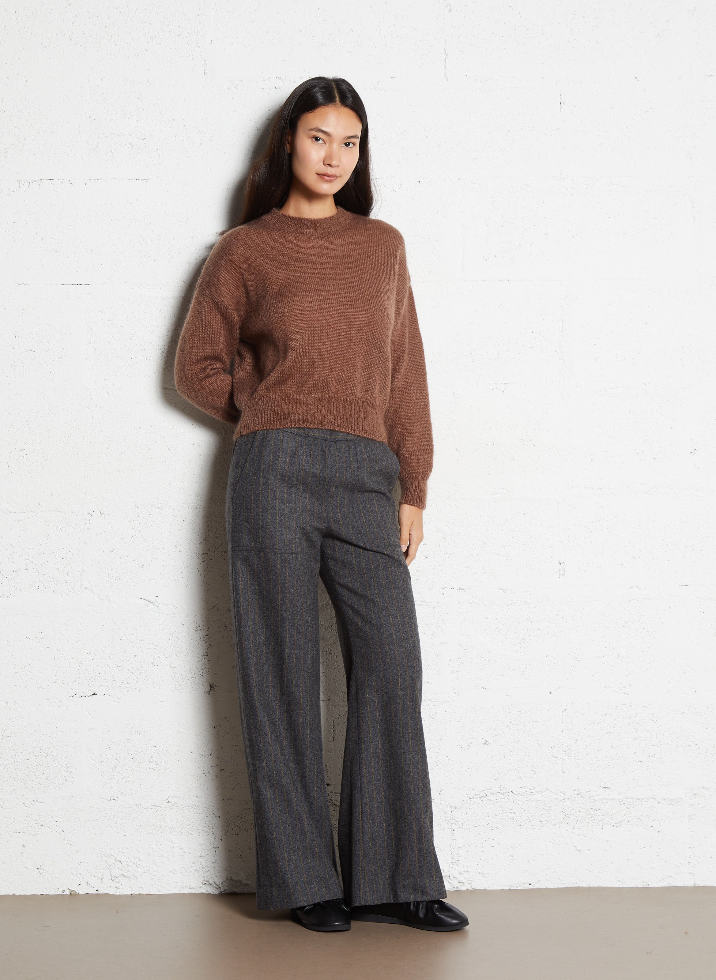 Wide leg wool blend trousers DIEGA Yellow