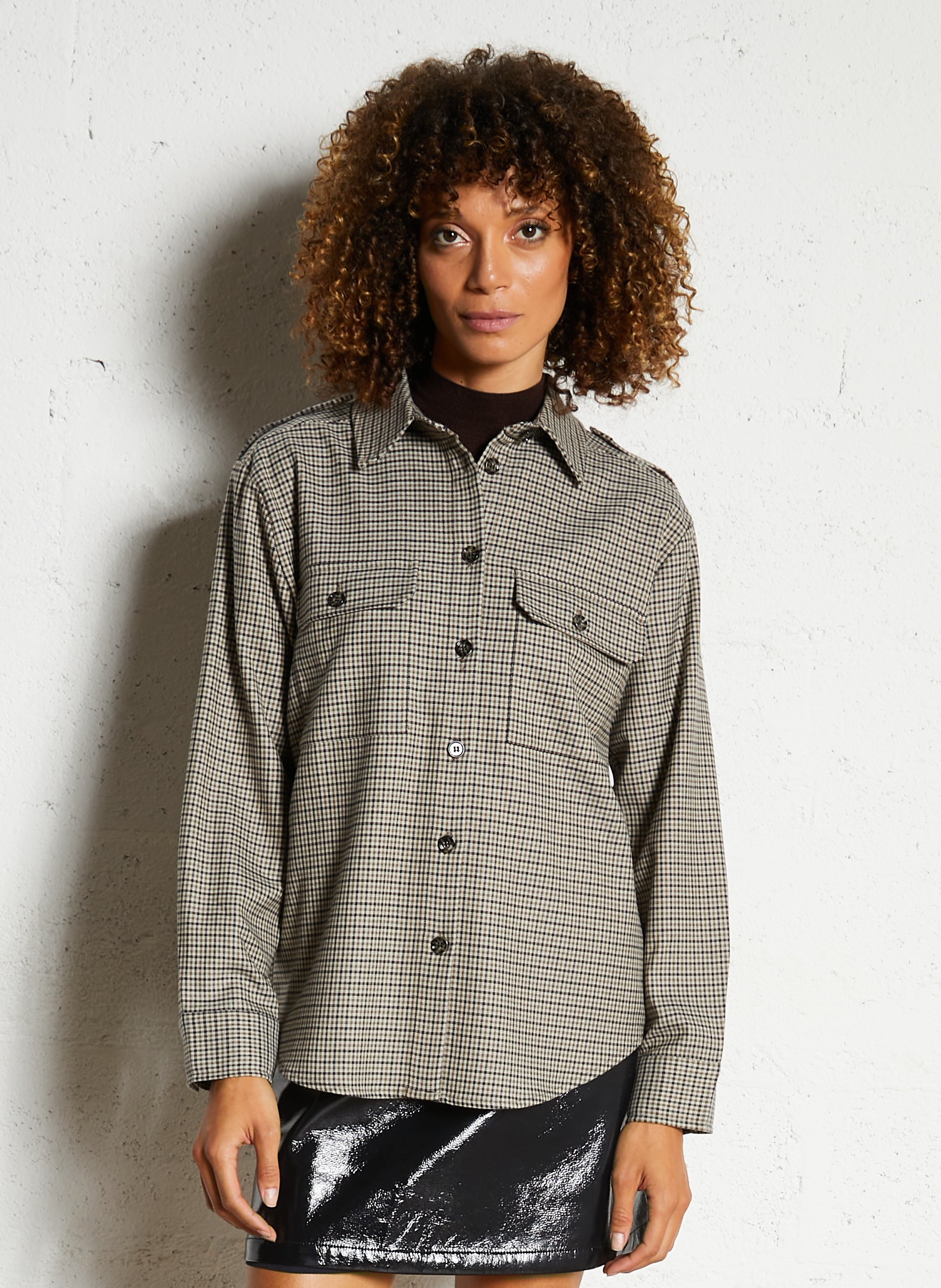 Oversized printed shirt with classic collar PETITE MENDIGOTE Beige