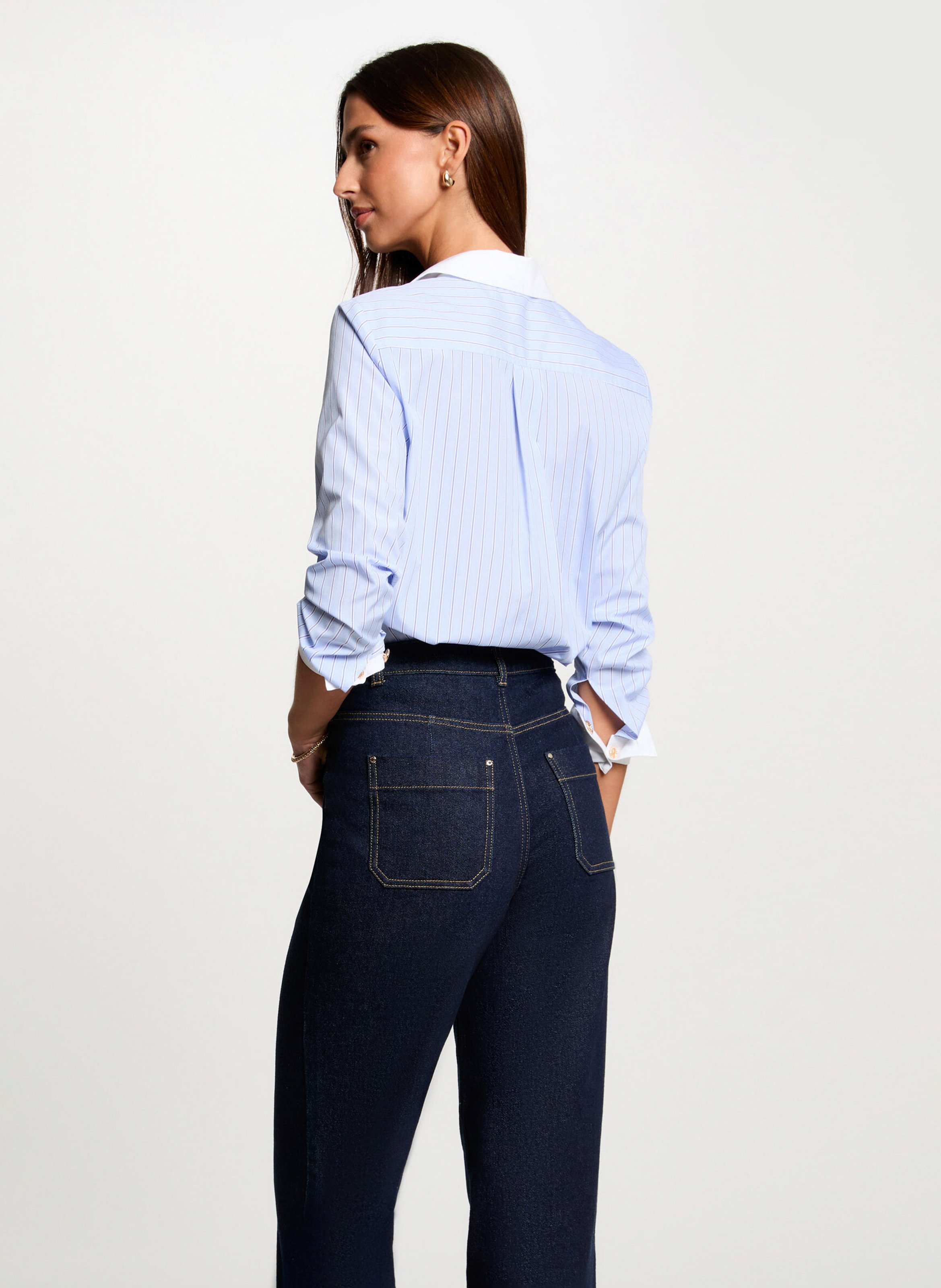 Straight striped shirt with classic collar MORGAN Blue