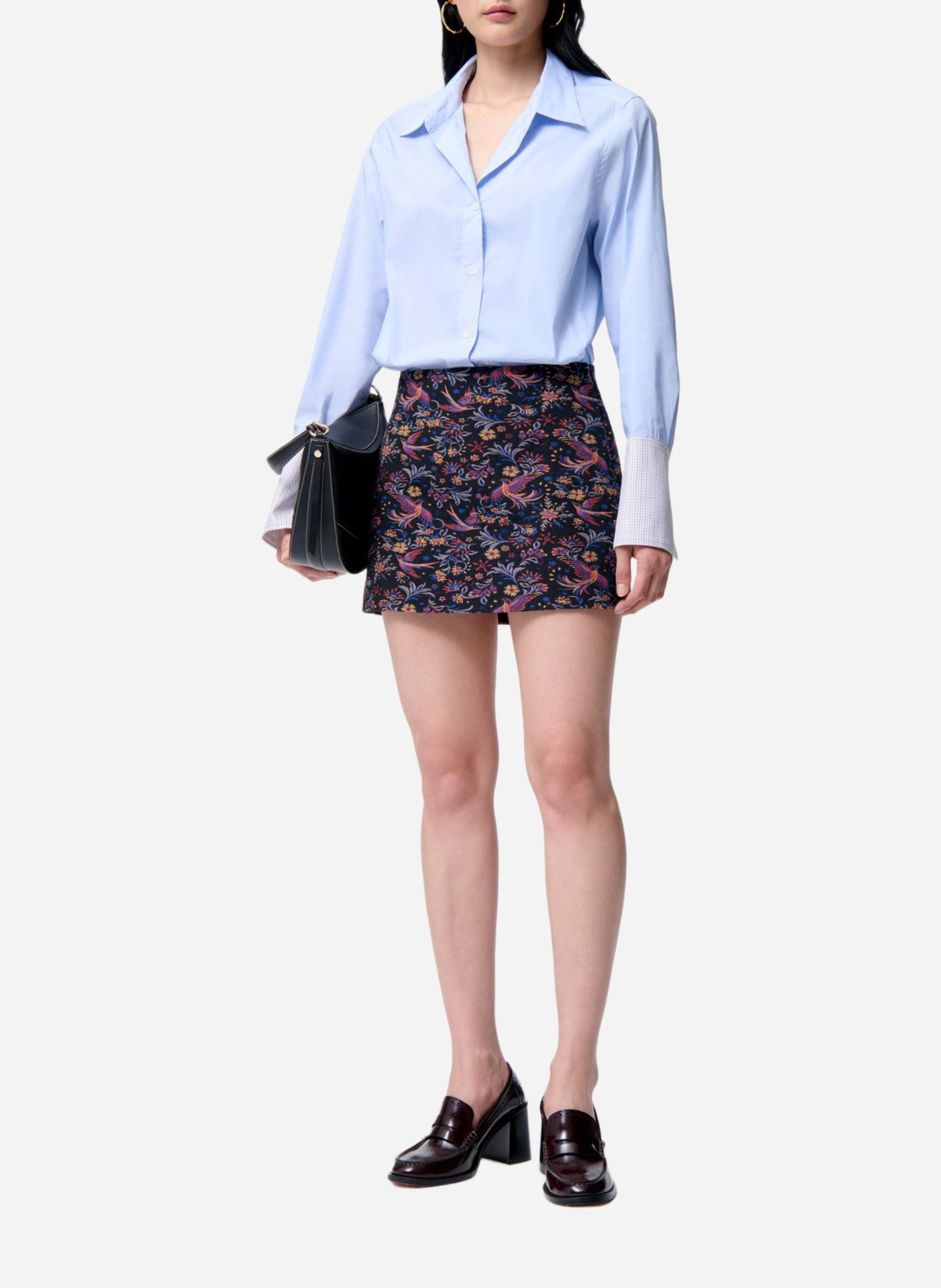 Jupe courte à motif floral en coton mélangé VANESSA BRUNO Multicolore