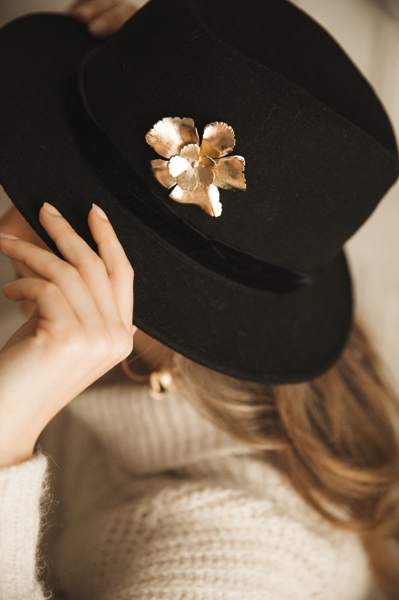 Gold-plated flower brooch MONSIEUR SIMONE Silver