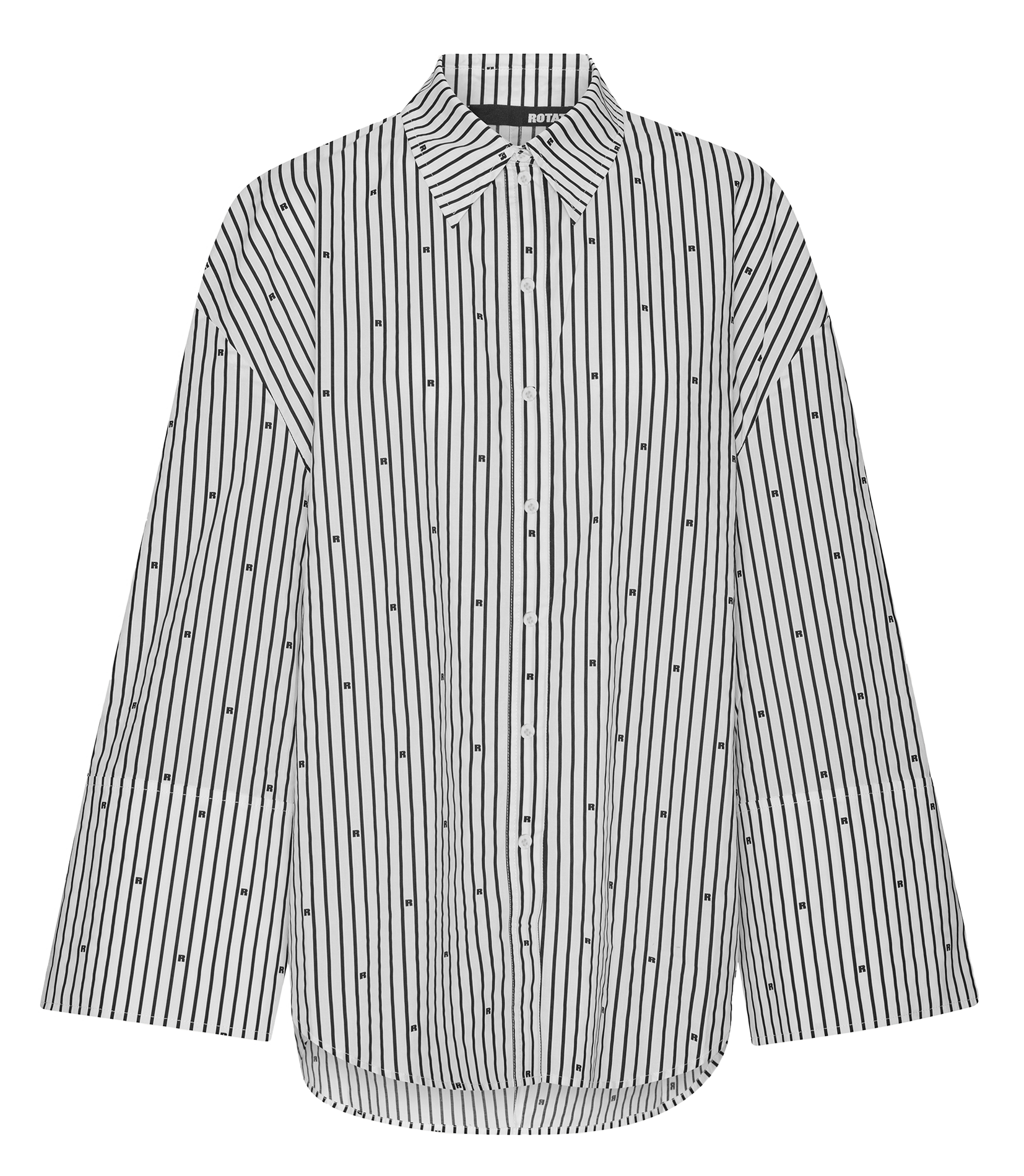 Straight shirt with classic collar in printed organic cotton ROTATE Black