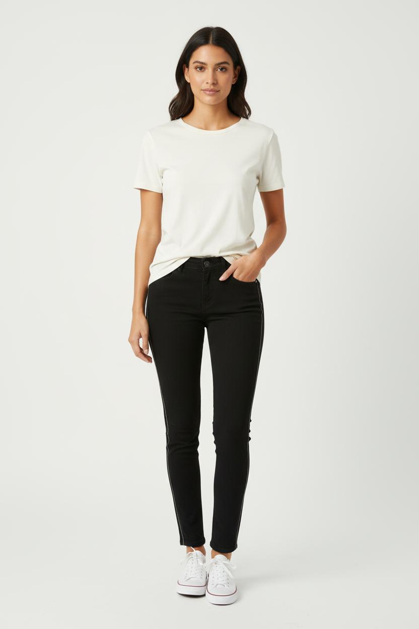 Cropped slim jeans with studs COMPTOIR DES COTONNIERS - Seconde main Black