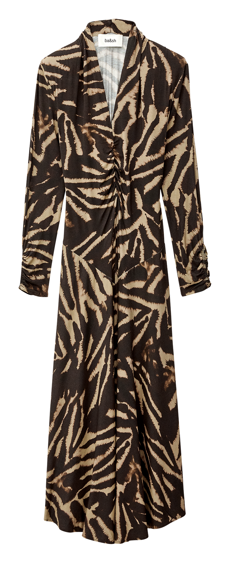 Robe longue col V imprimée BA&SH Marron