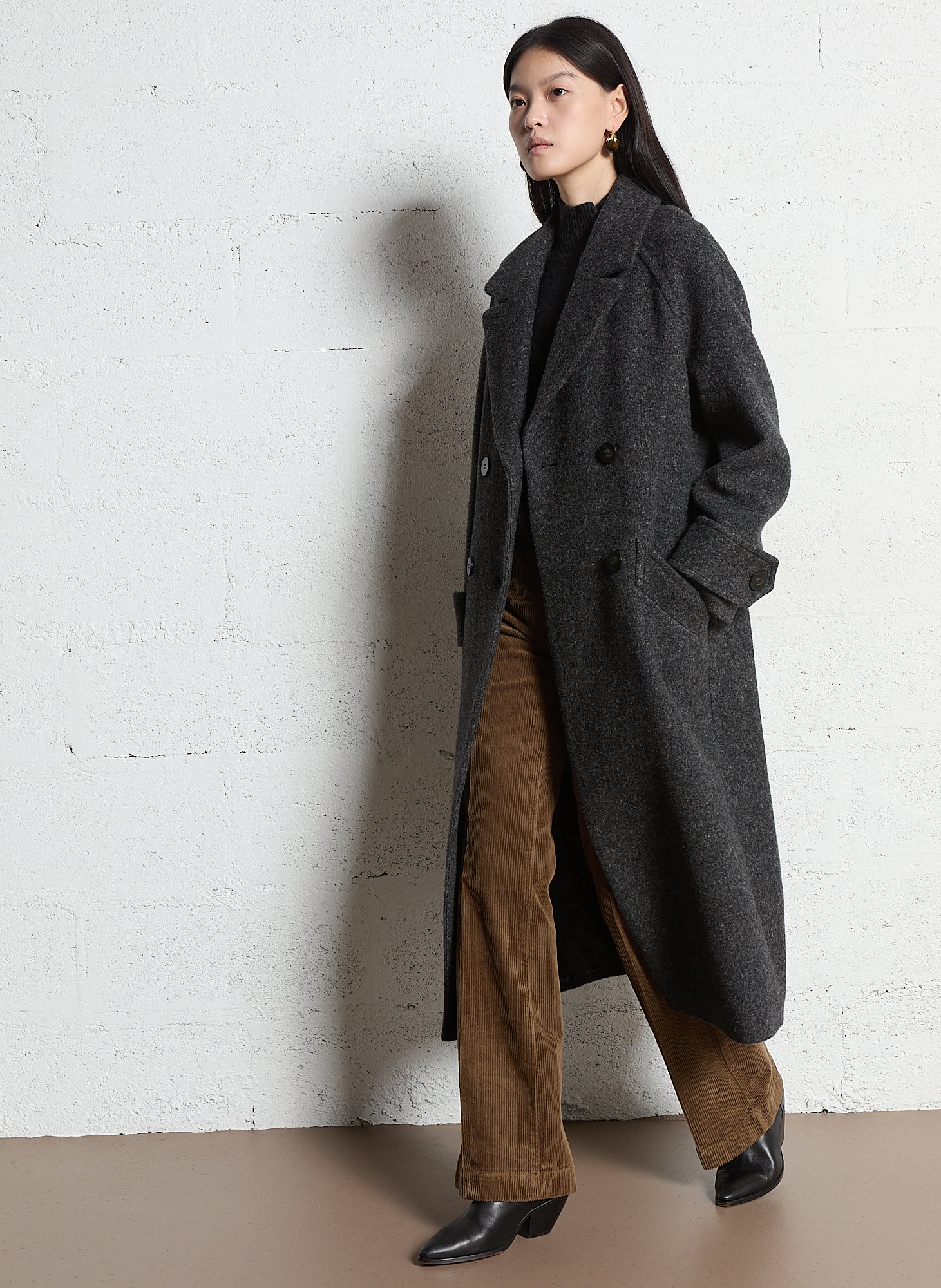 Oversized wool-blend coat with tailored collar MAISON 123 Grey