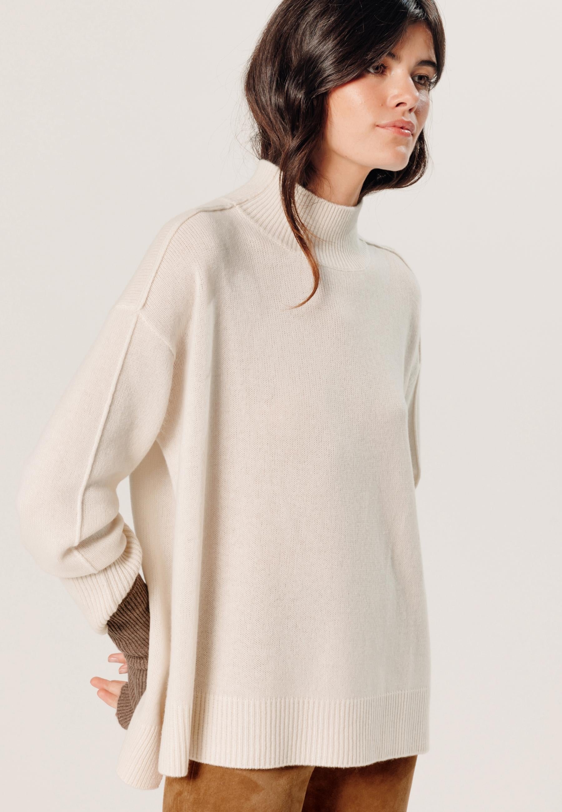 Oversized high-neck cashmere sweater RODIER White
