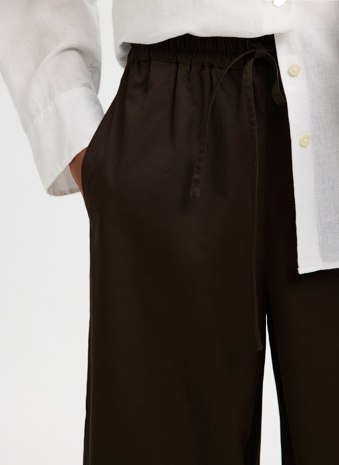 Pantalon large en coton bio mélangé SELECTED Marron