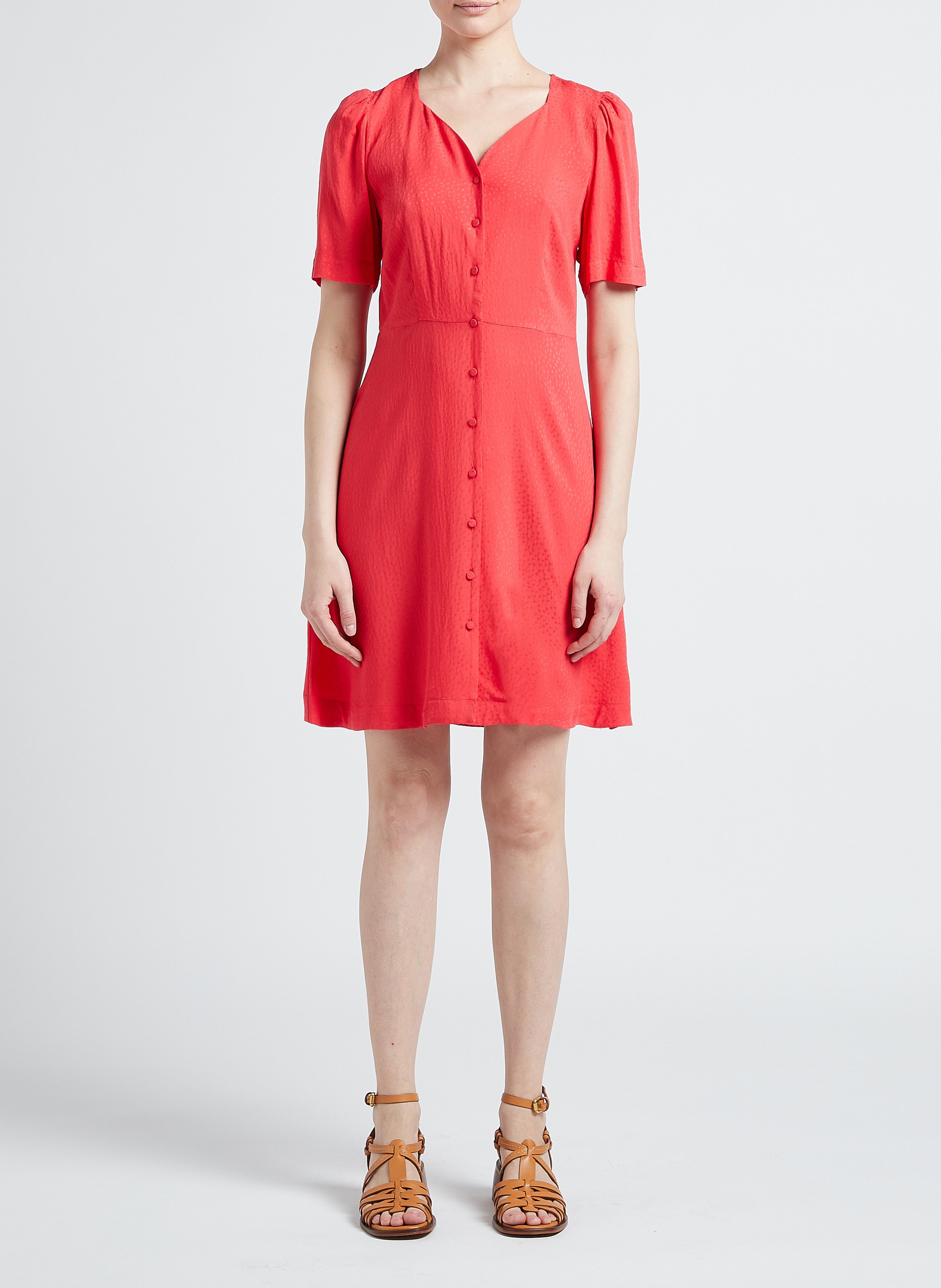 Tailliertes Kleid mit V-Ausschnitt YAS Rot