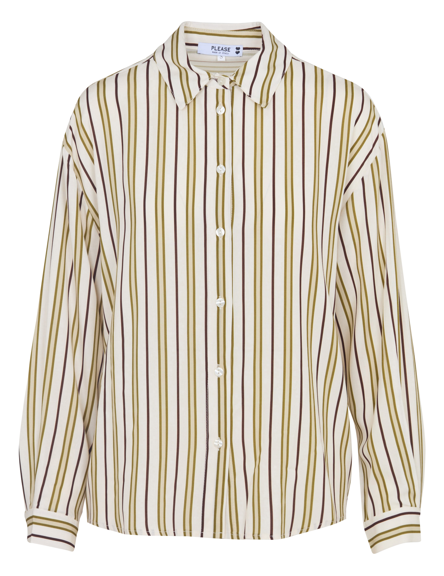 Classic Striped Straight-Cut Shirt PLEASE Beige