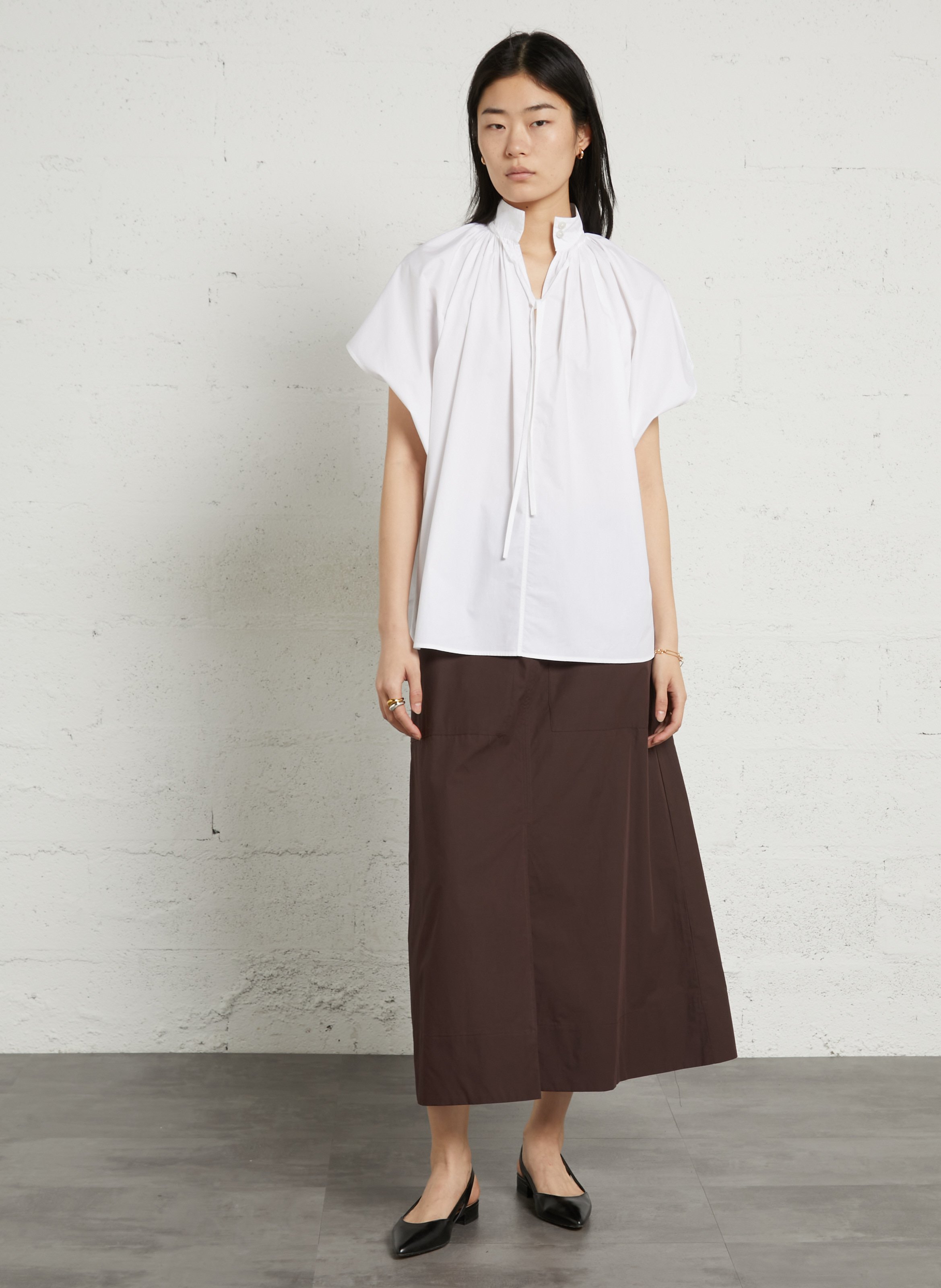 Weite Bluse mit kurzen Ärmeln aus Baumwolle LAURENCE BRAS Weiss