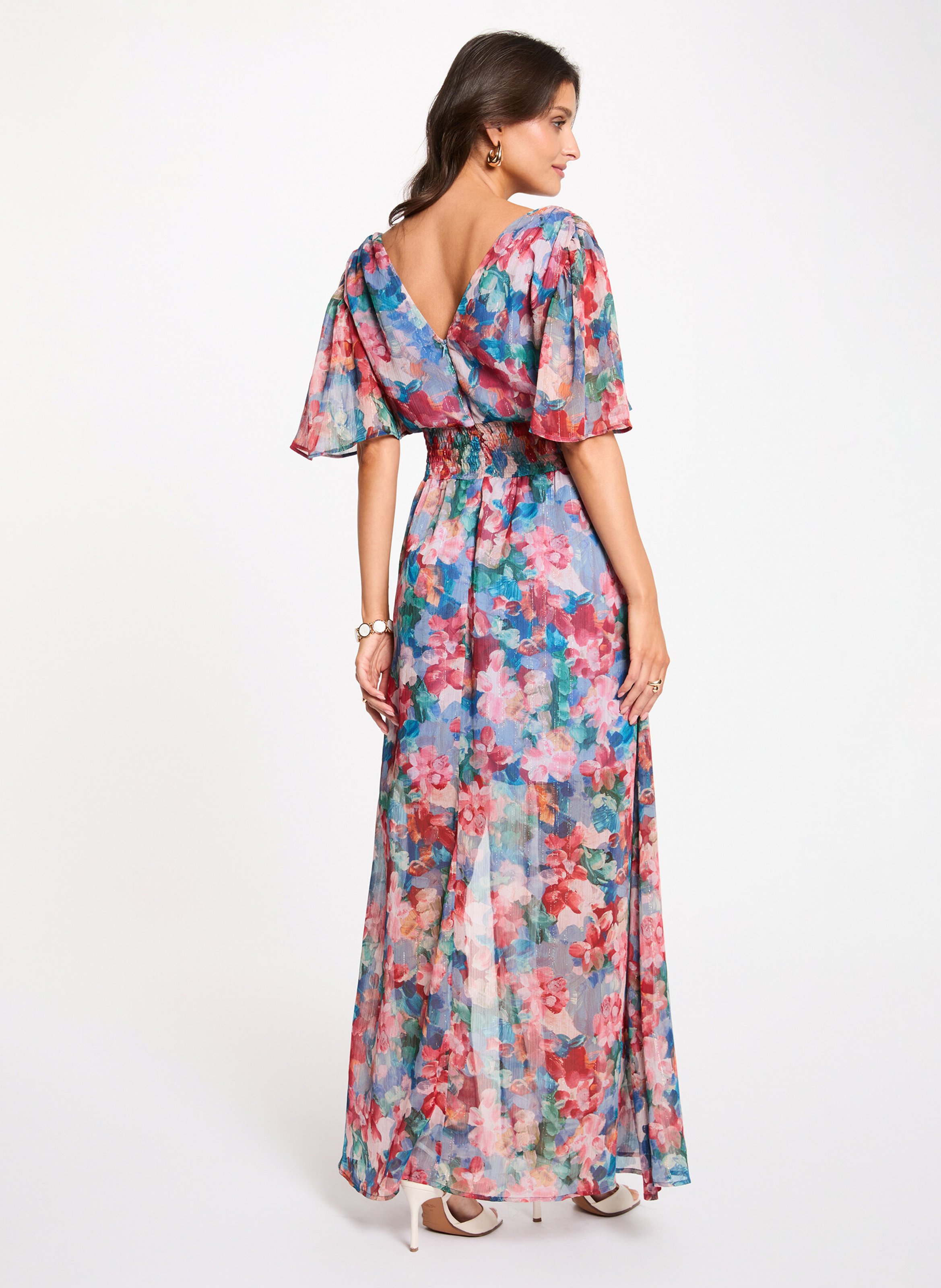Robe longue imprimée col v MORGAN Multicolore