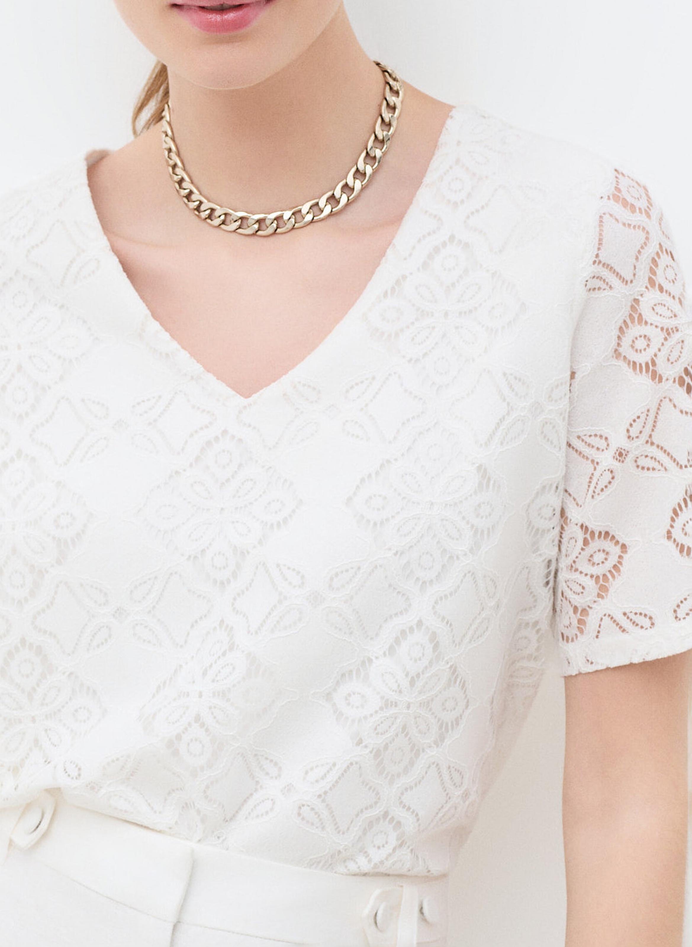 Oberteil mit V-Ausschnitt aus Spitze CAROLL Beige