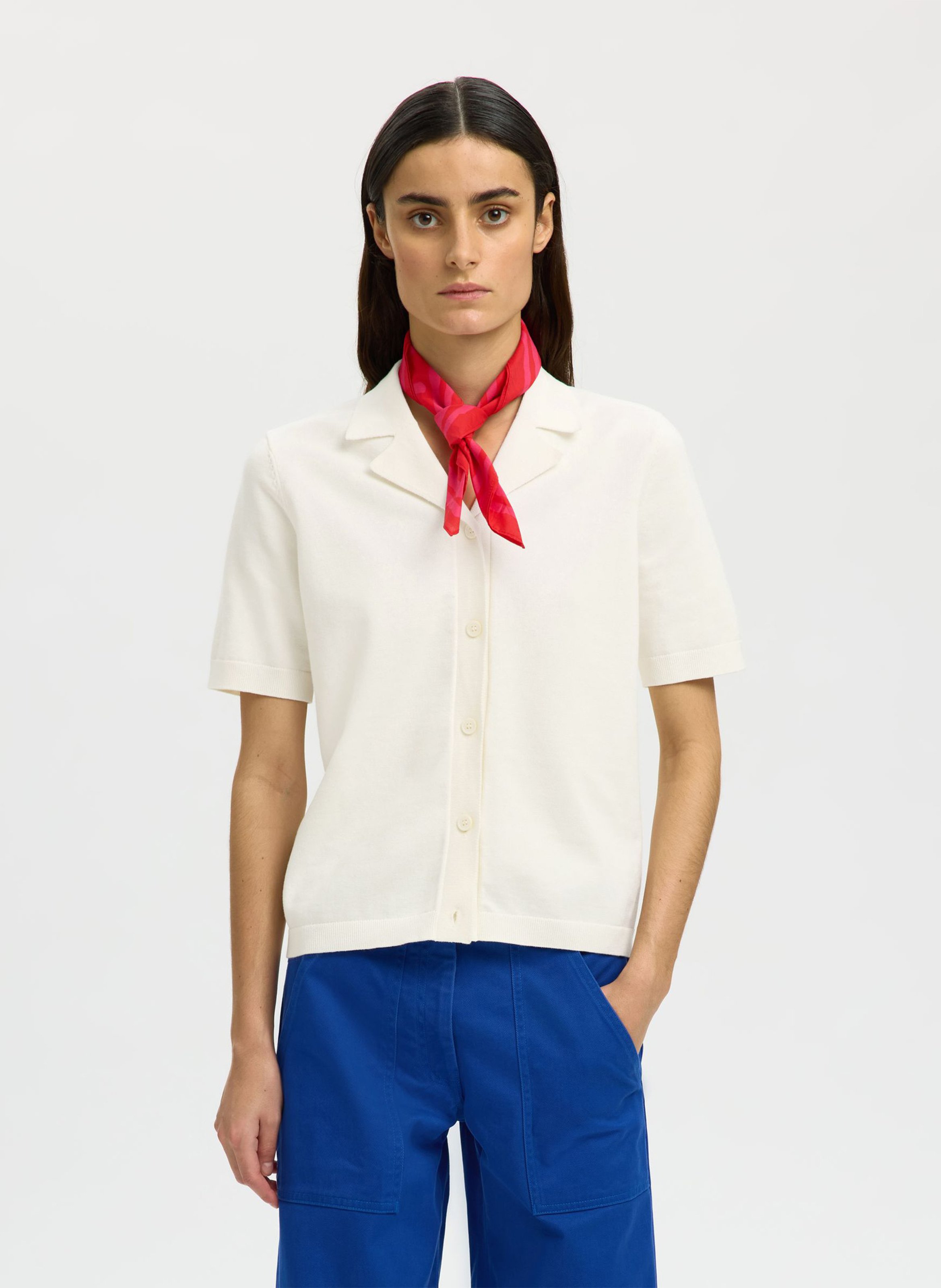 Printed organic cotton shirt SELECTED Beige