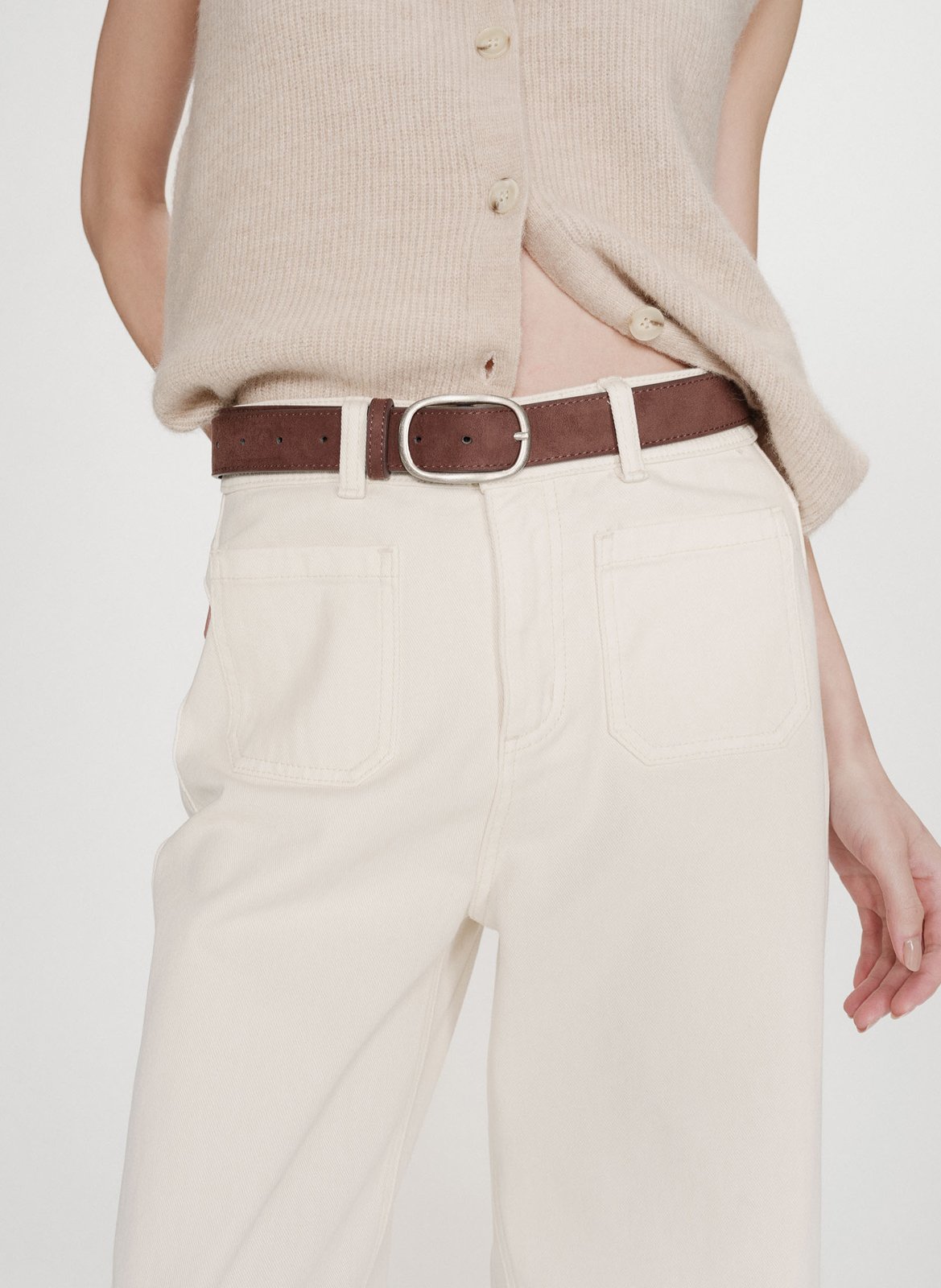 Jean droit 7/8ème uni  GRACE ET MILA Blanc