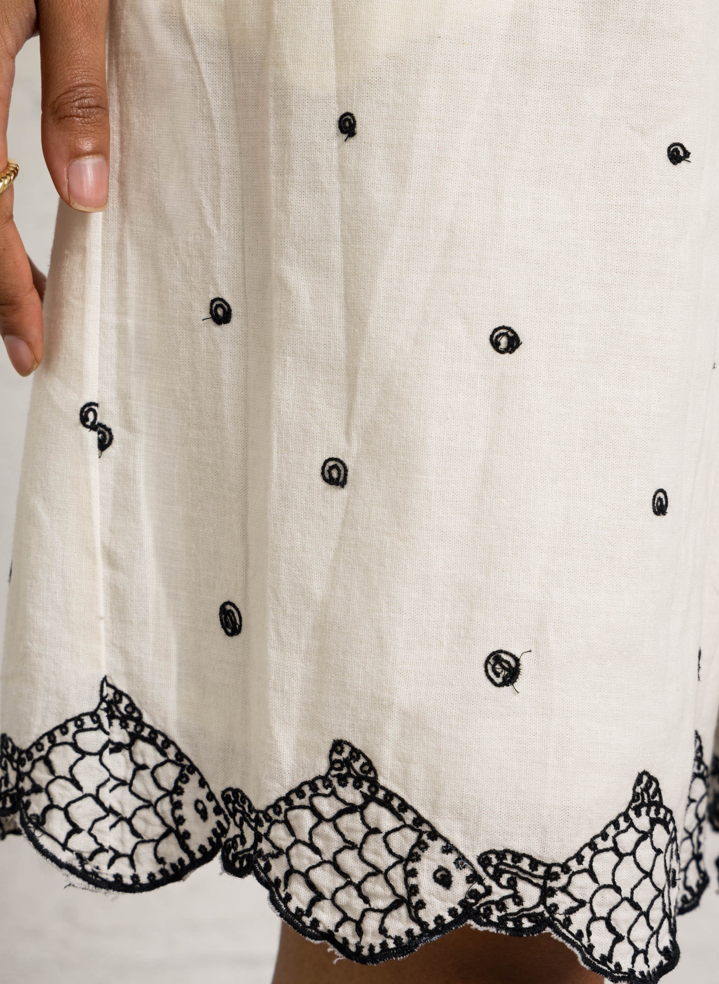 Katoenen mix recht model met borduurwerk FABIENNE CHAPOT Wit