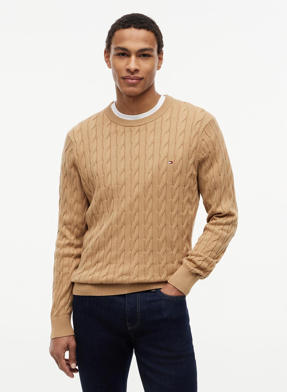 Pull col rond droit en coton biologique TOMMY HILFIGER